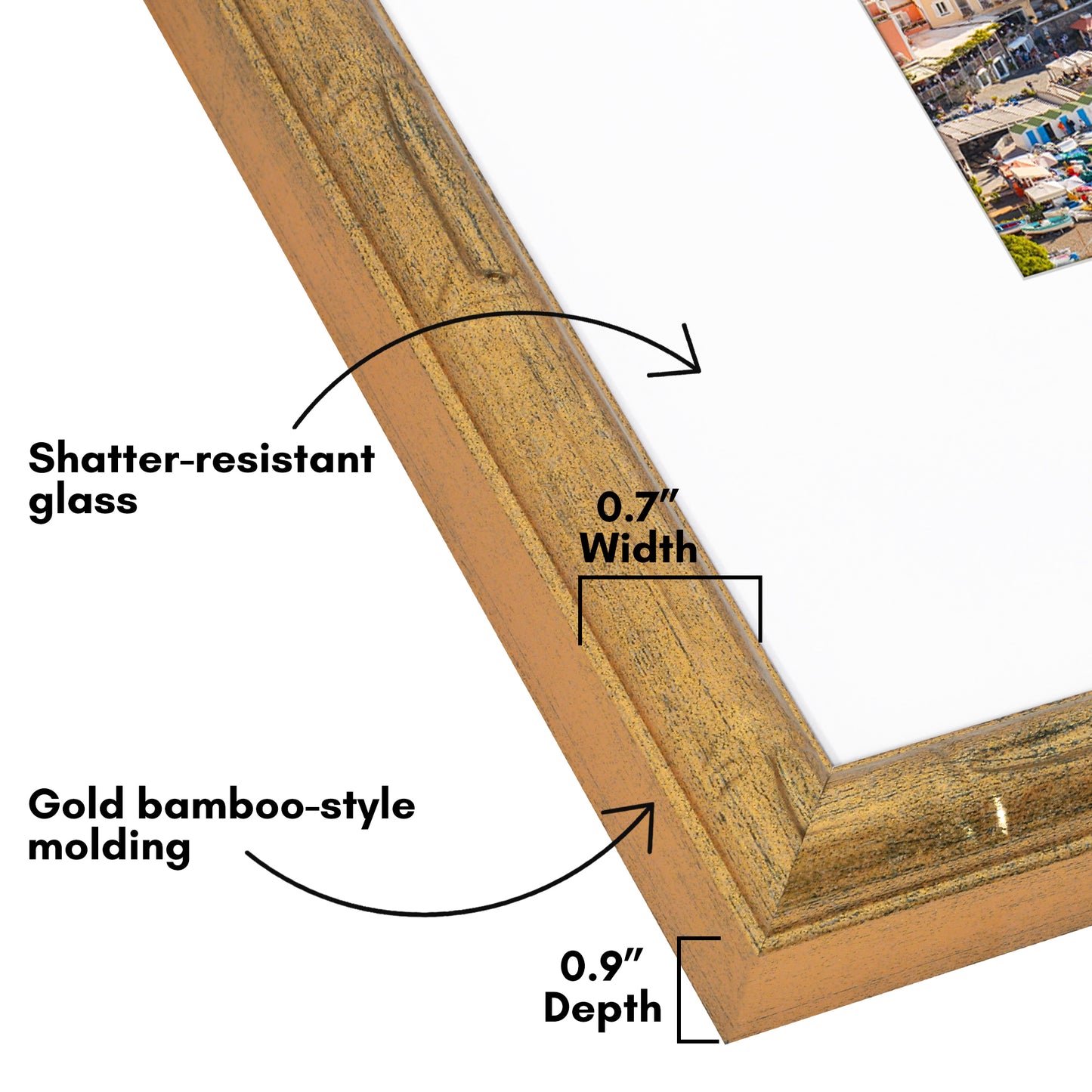 Americanflat 8x10 Picture Frame with Mat | Faux Bamboo Molding | Shatter-Resistant Glass