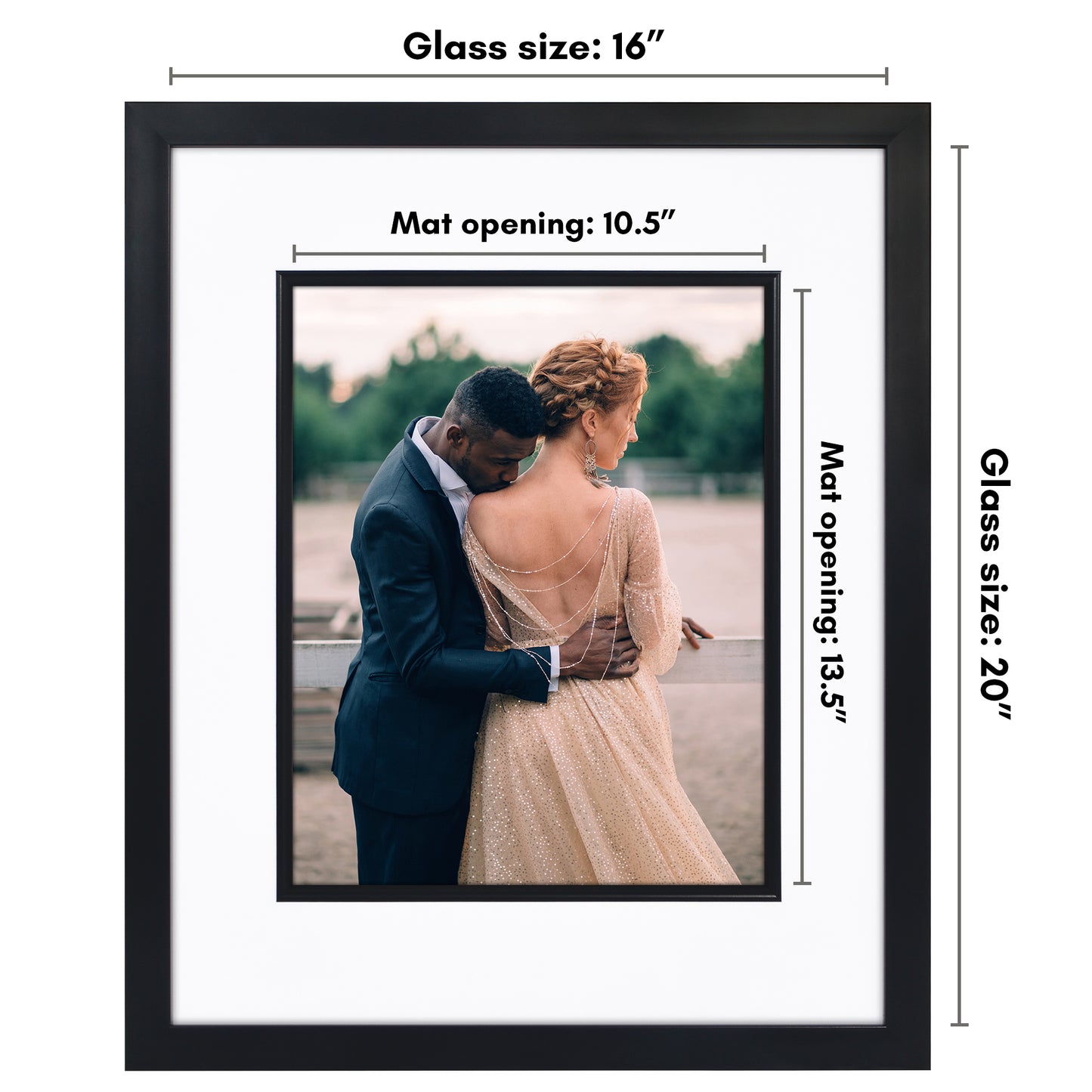 Americanflat Picture Frame with Decorative Inner Mat Accent - Statement Frame with Polished Plexiglass