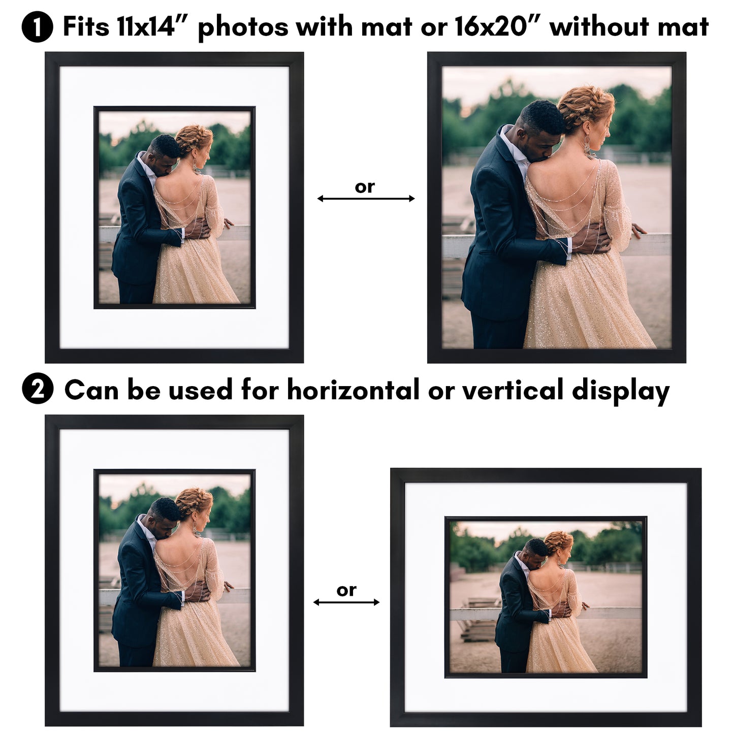 Americanflat Picture Frame with Decorative Inner Mat Accent - Statement Frame with Polished Plexiglass