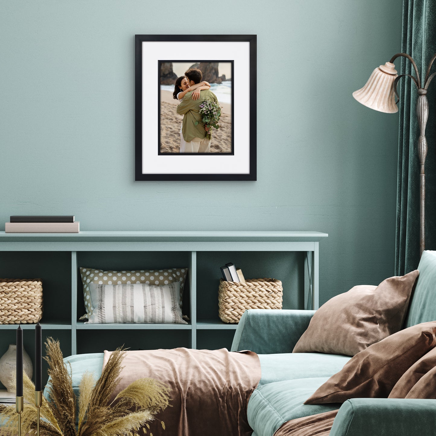 Americanflat Picture Frame with Decorative Inner Mat Accent - Statement Frame with Polished Plexiglass
