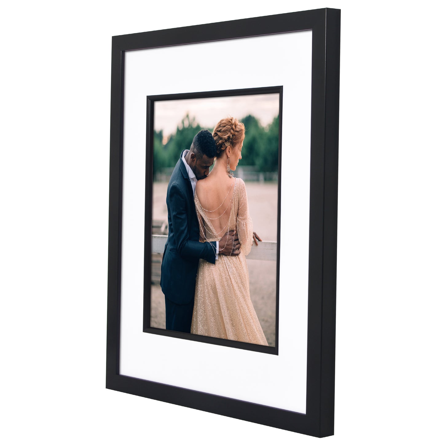 Americanflat Picture Frame with Decorative Inner Mat Accent - Statement Frame with Polished Plexiglass