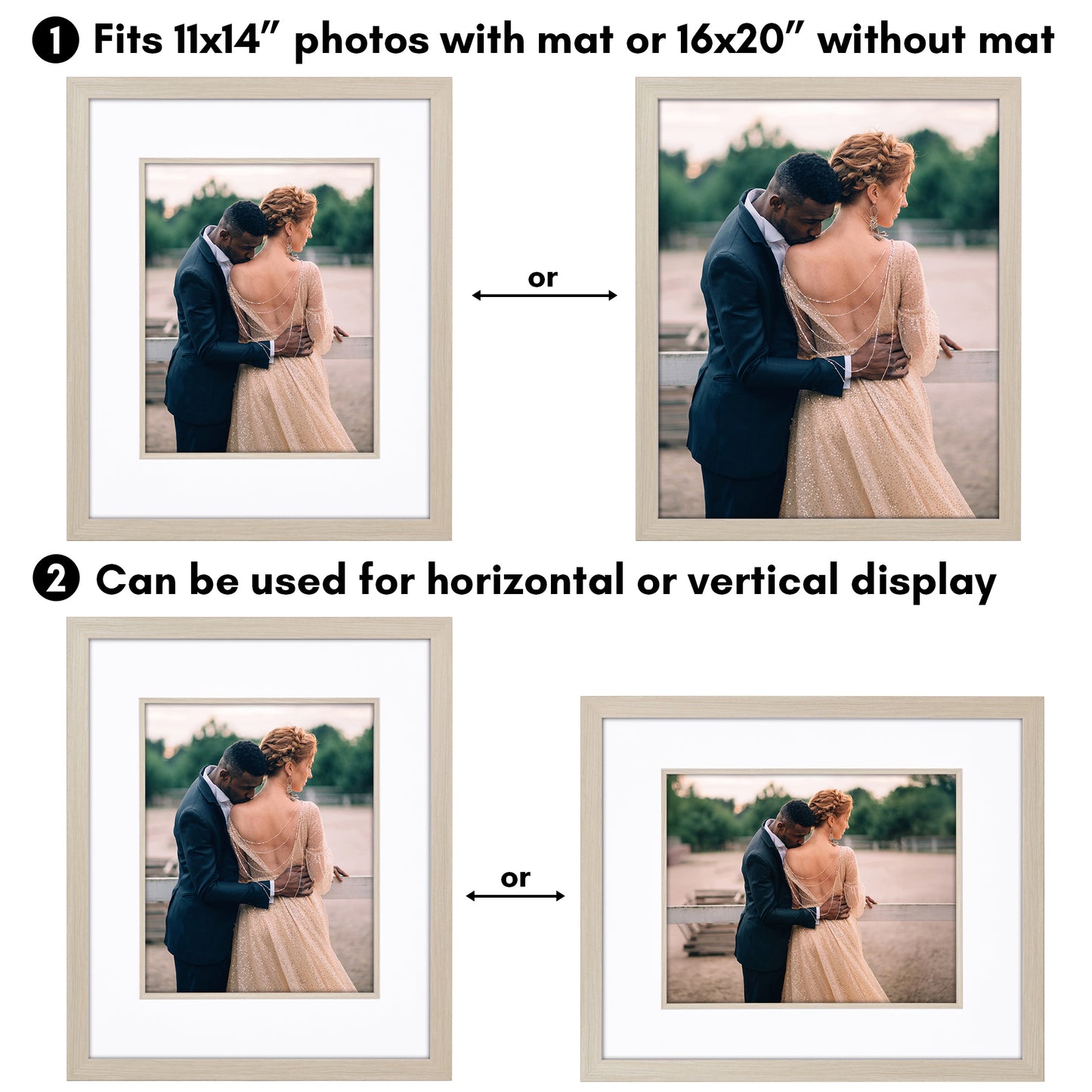 Americanflat Picture Frame with Decorative Inner Mat Accent - Statement Frame with Polished Plexiglass
