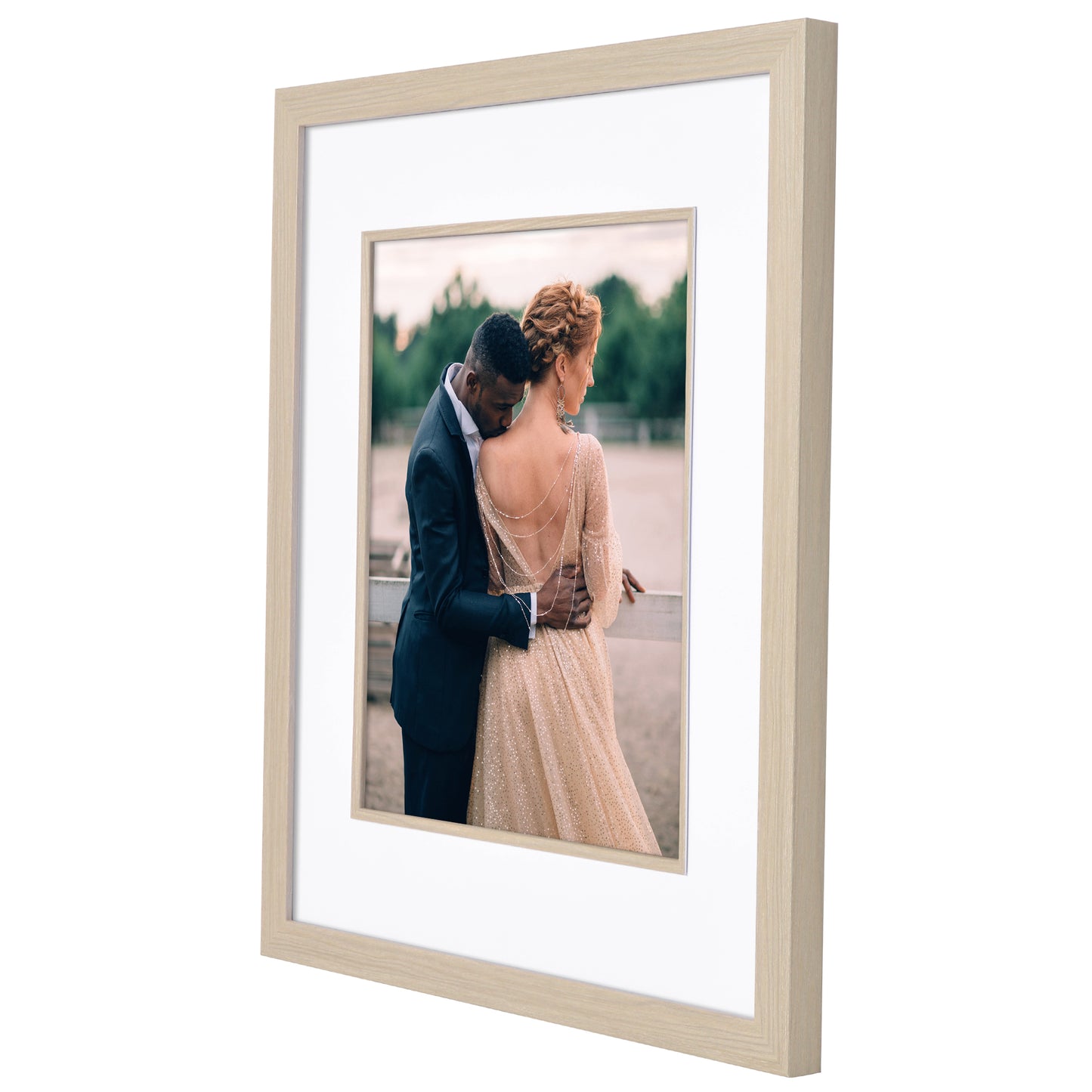 Americanflat Picture Frame with Decorative Inner Mat Accent - Statement Frame with Polished Plexiglass