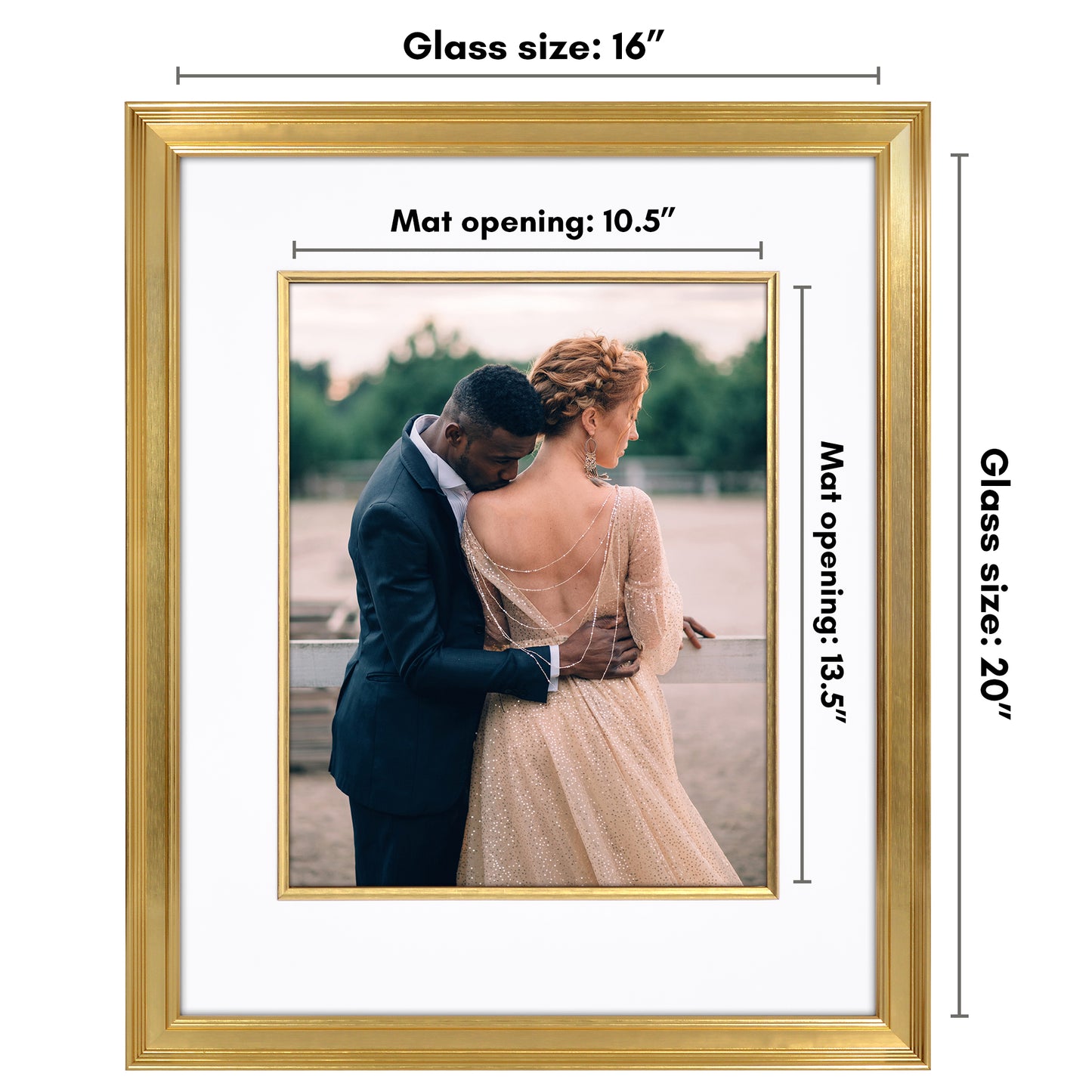 Americanflat Picture Frame with Decorative Inner Mat Accent - Statement Frame with Polished Plexiglass