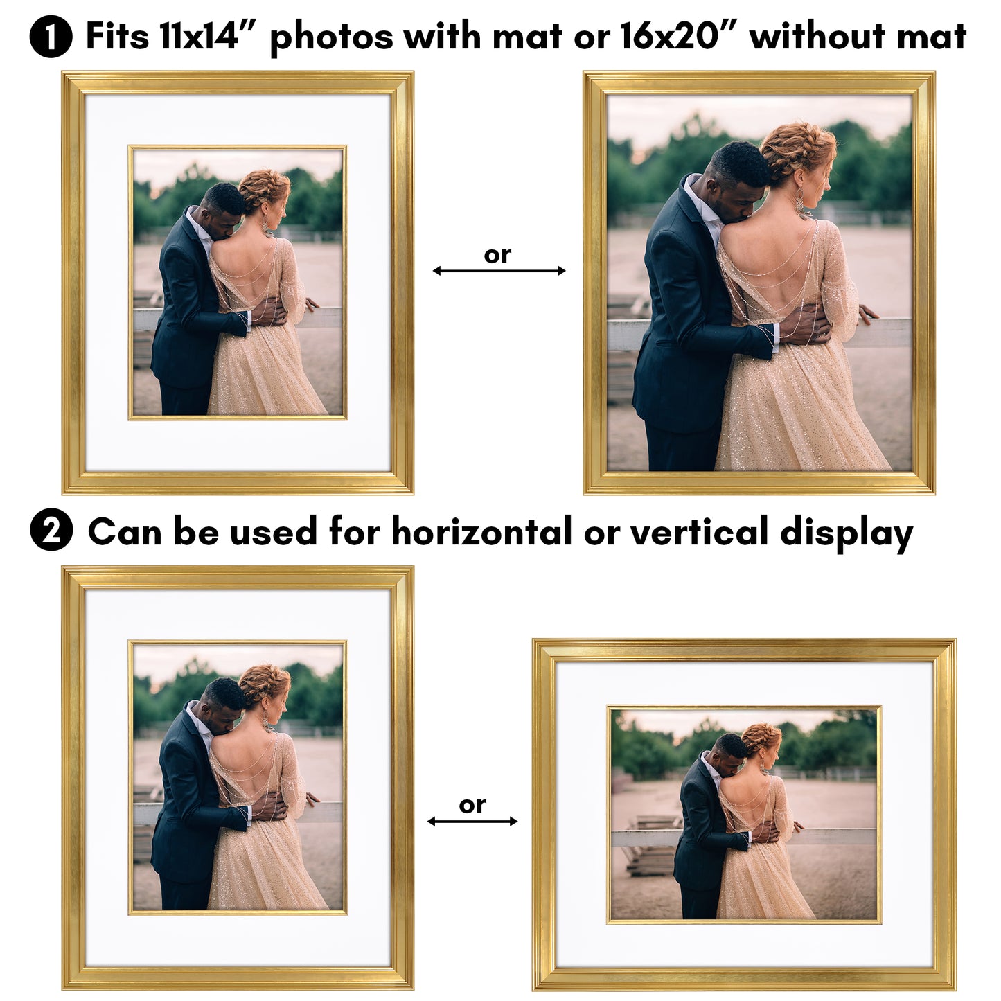 Americanflat Picture Frame with Decorative Inner Mat Accent - Statement Frame with Polished Plexiglass