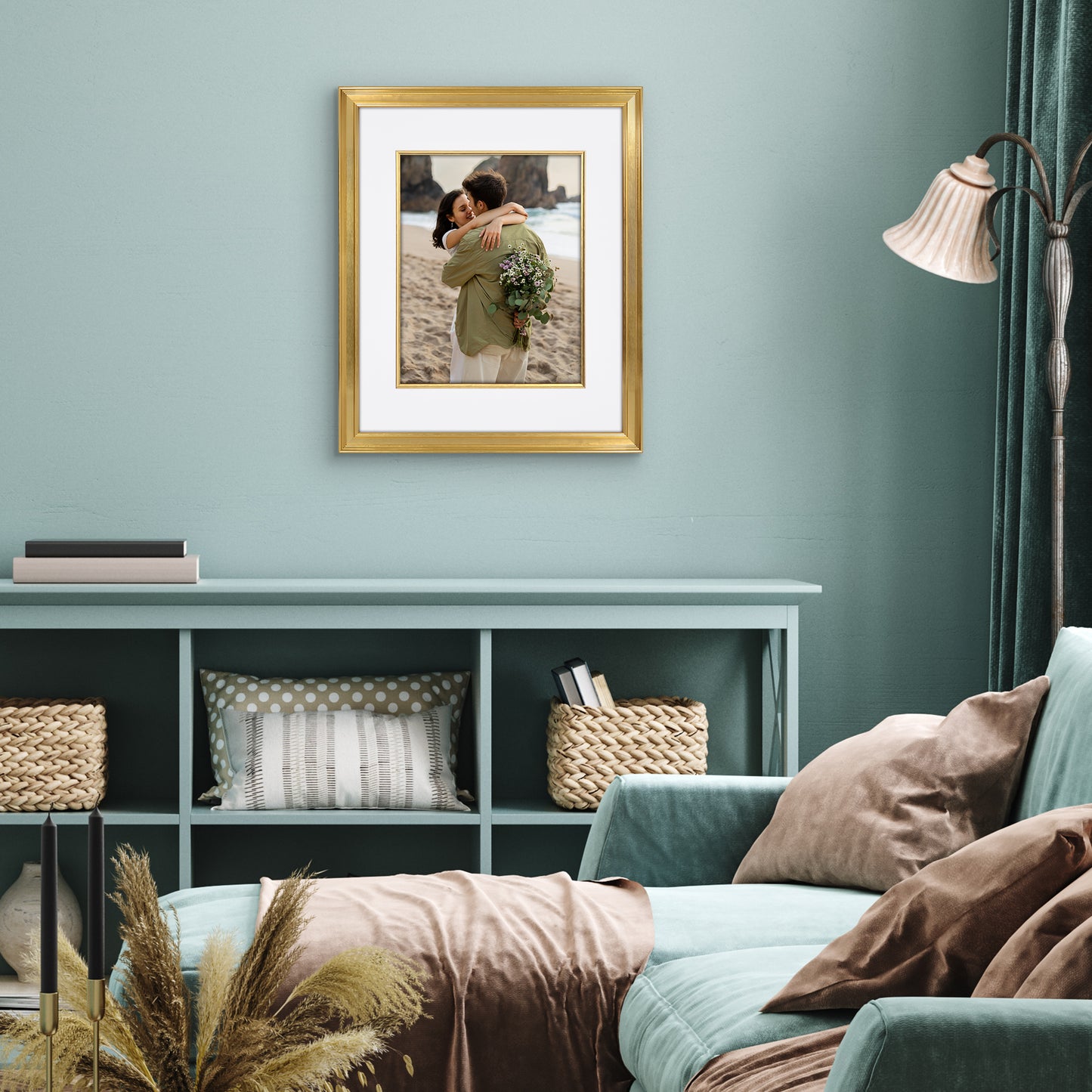 Americanflat Picture Frame with Decorative Inner Mat Accent - Statement Frame with Polished Plexiglass