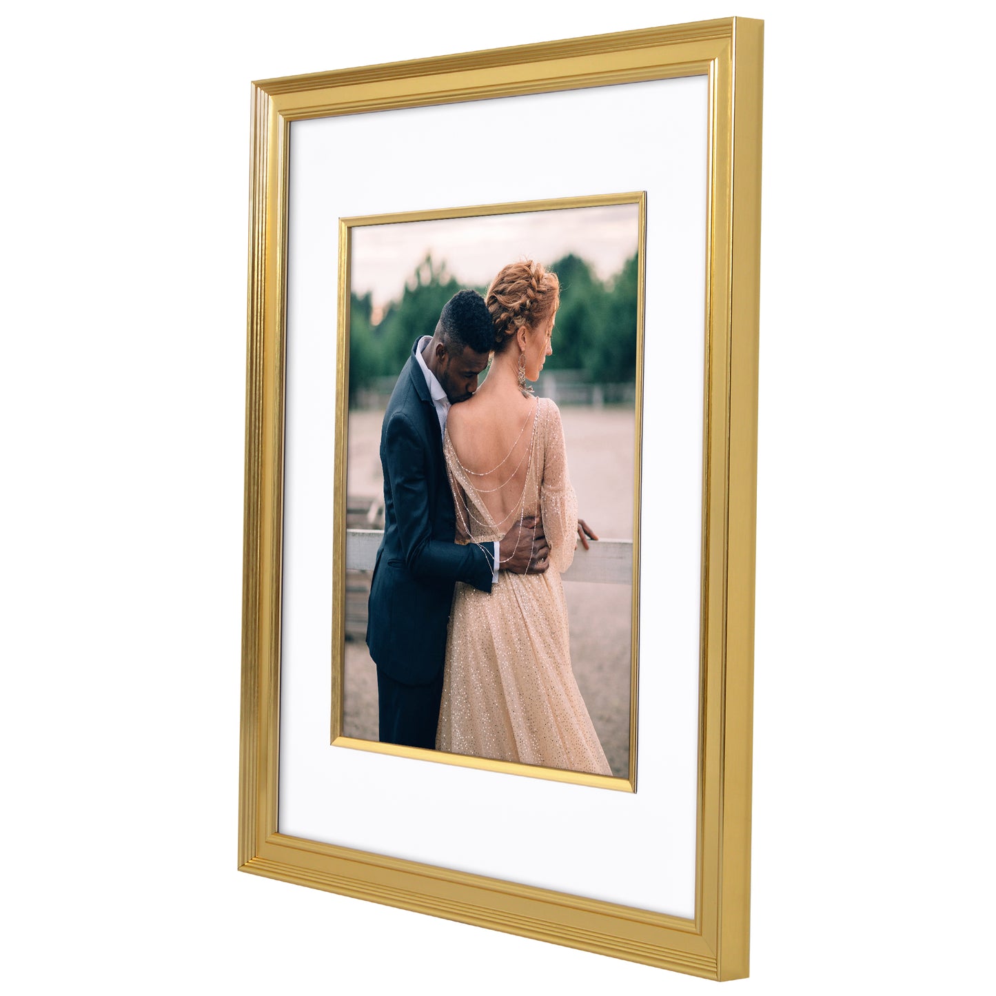 Americanflat Picture Frame with Decorative Inner Mat Accent - Statement Frame with Polished Plexiglass