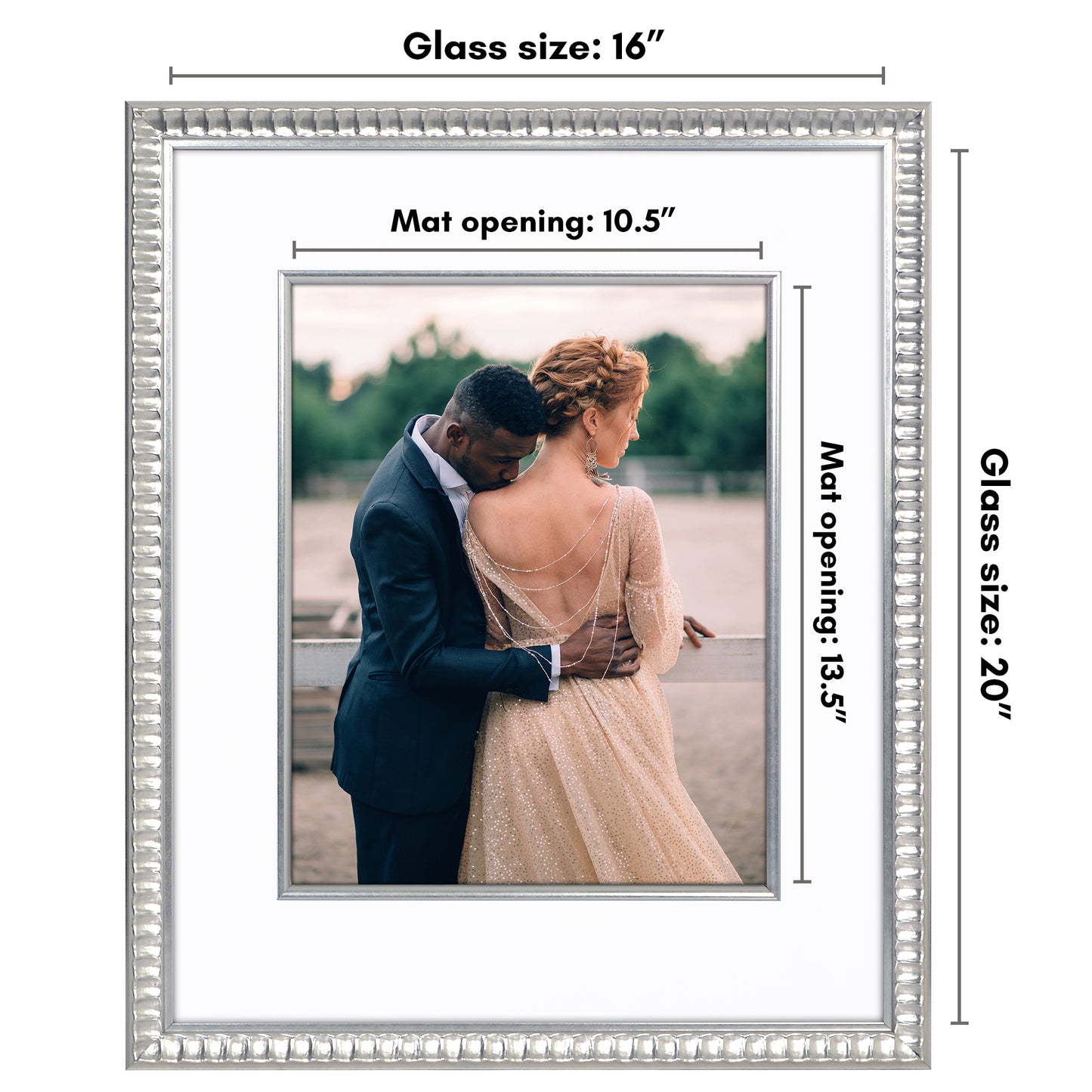 Americanflat Picture Frame with Decorative Inner Mat Accent - Statement Frame with Polished Plexiglass