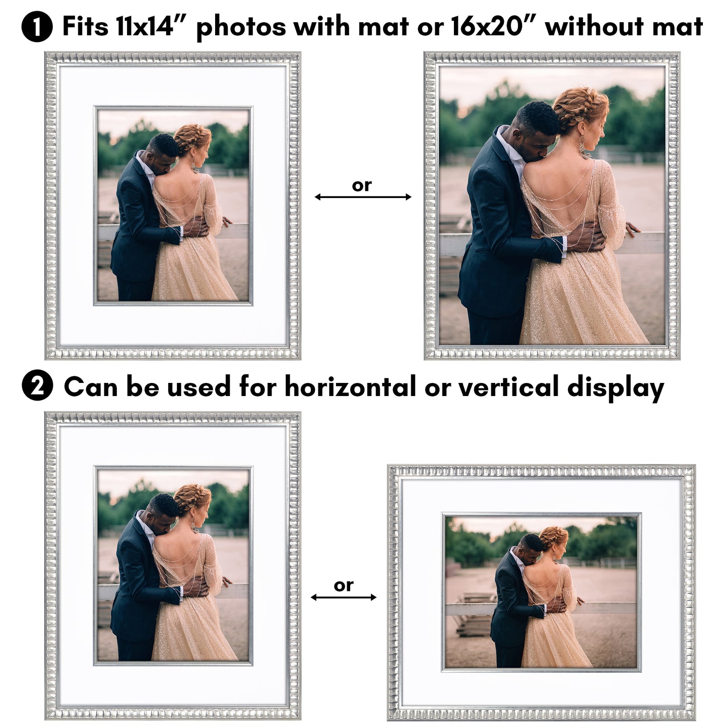 Americanflat Picture Frame with Decorative Inner Mat Accent - Statement Frame with Polished Plexiglass