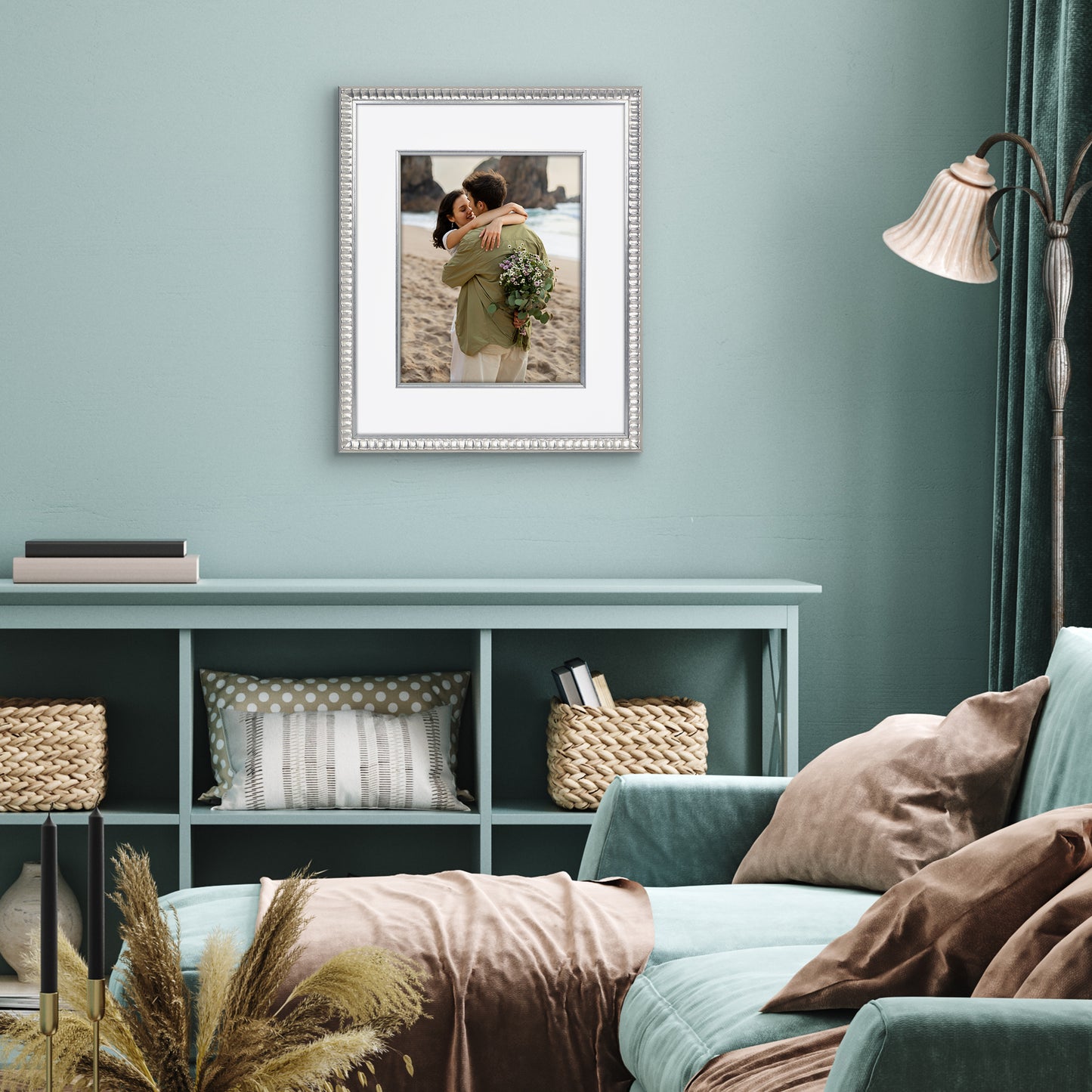 Americanflat Picture Frame with Decorative Inner Mat Accent - Statement Frame with Polished Plexiglass