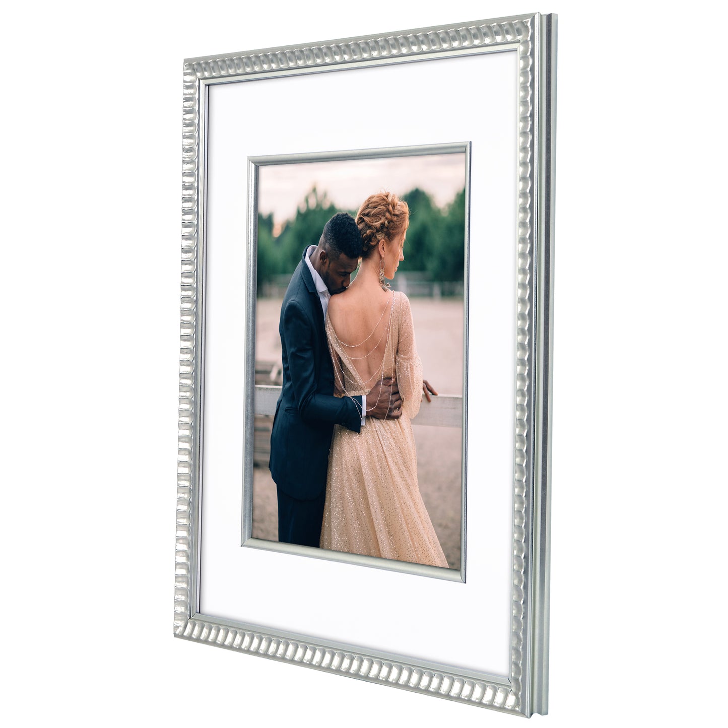 Americanflat Picture Frame with Decorative Inner Mat Accent - Statement Frame with Polished Plexiglass