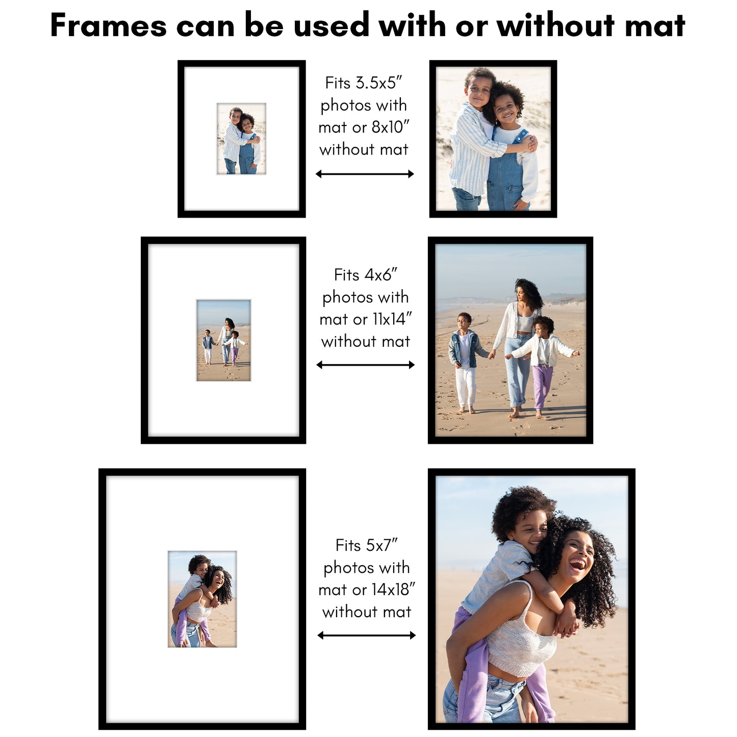 Americanflat Set of 3 Picture Frames | Gallery Wall Frame Set | Black