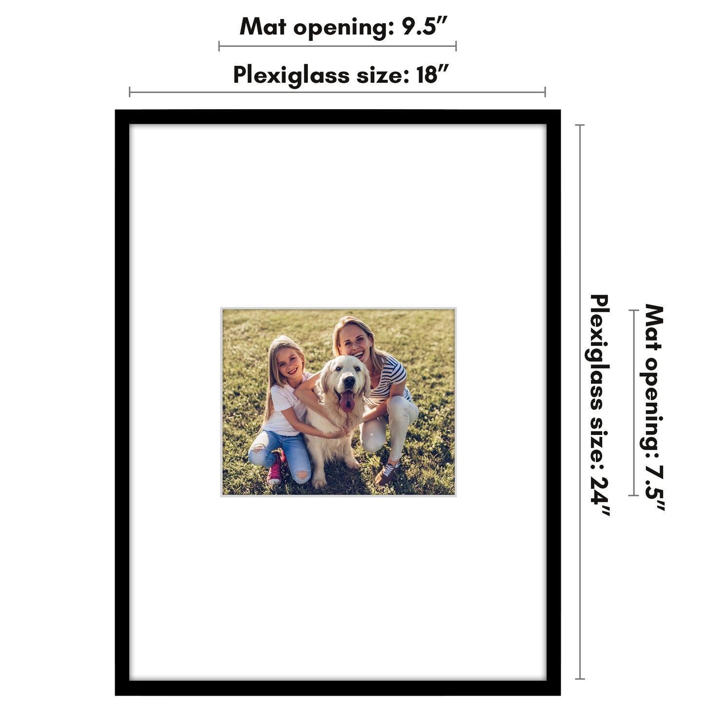 Americanflat Picture Frame with Mat | Polished Plexiglass | Slim Molding