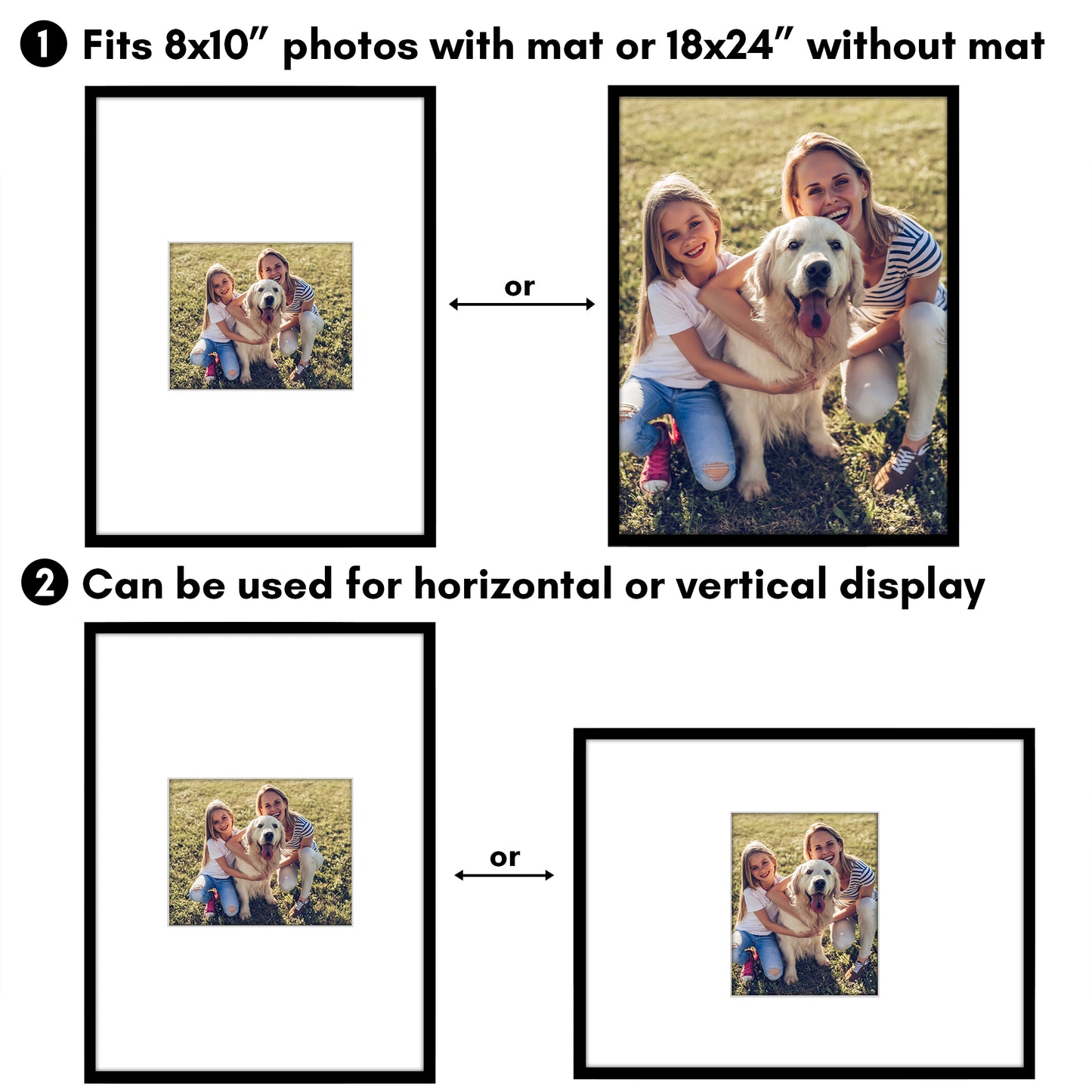 Americanflat Picture Frame with Mat | Polished Plexiglass | Slim Molding