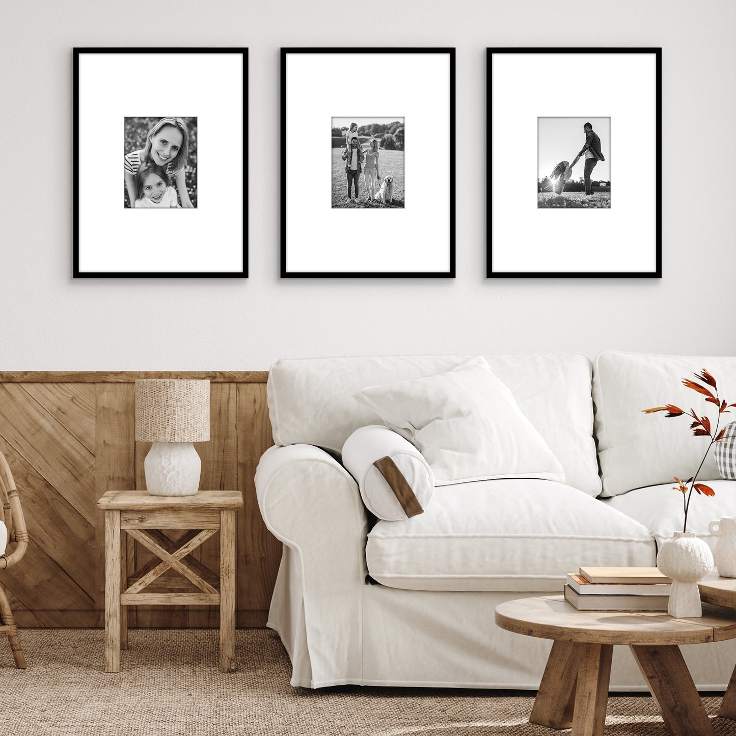 Americanflat Picture Frame with Mat | Set of 3 | Slim Molding