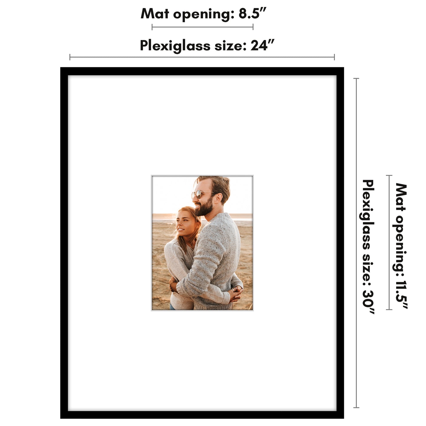 Americanflat Picture Frame with Mat | Polished Plexiglass | Slim Molding