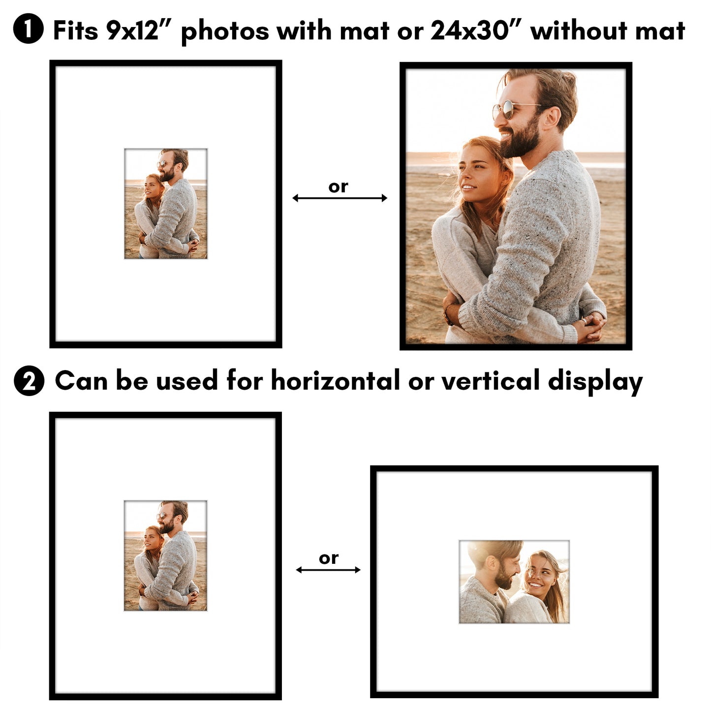 Americanflat Picture Frame with Mat | Polished Plexiglass | Slim Molding