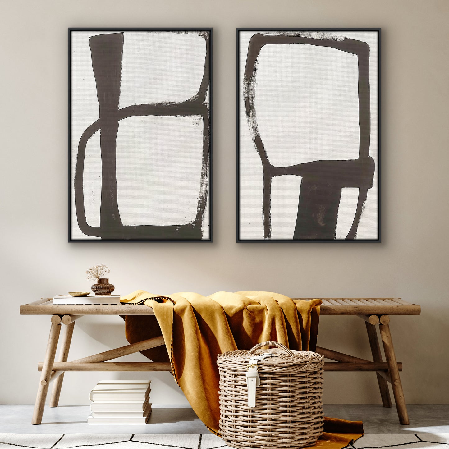 Americanflat Black and White Modern Canvas Wall Art - Set of 2