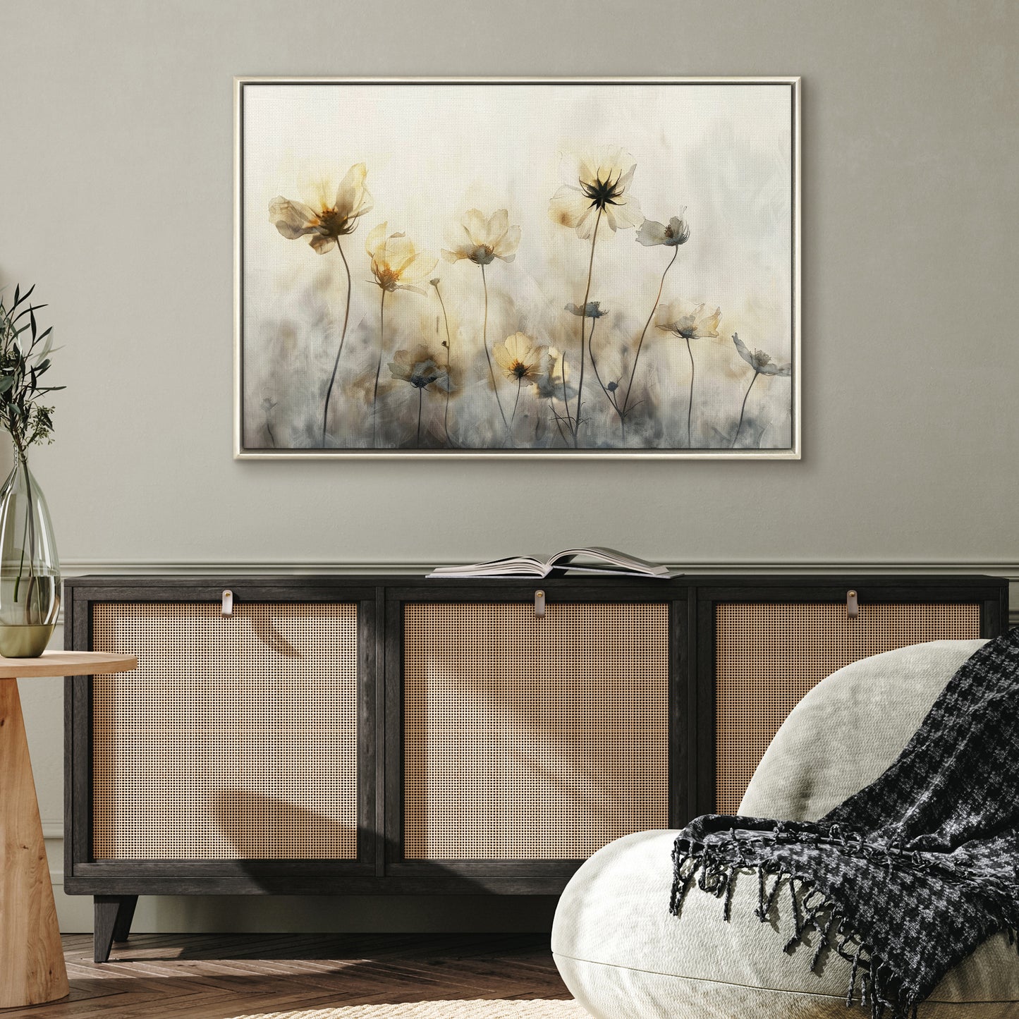 Americanflat Floral Canvas Wall Art - Modern Abstract Framed Canvas - Minimalist Nostalgia