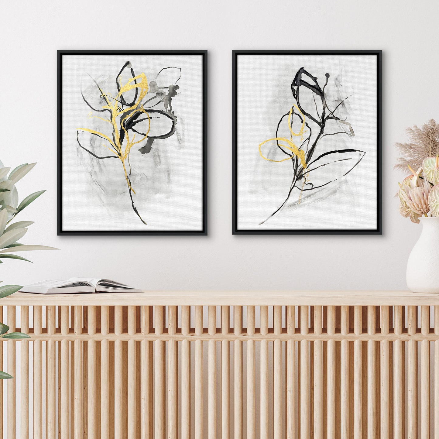 Americanflat Black and White Modern Canvas Wall Art - Set of 2 - Modern Abstract Wall Art