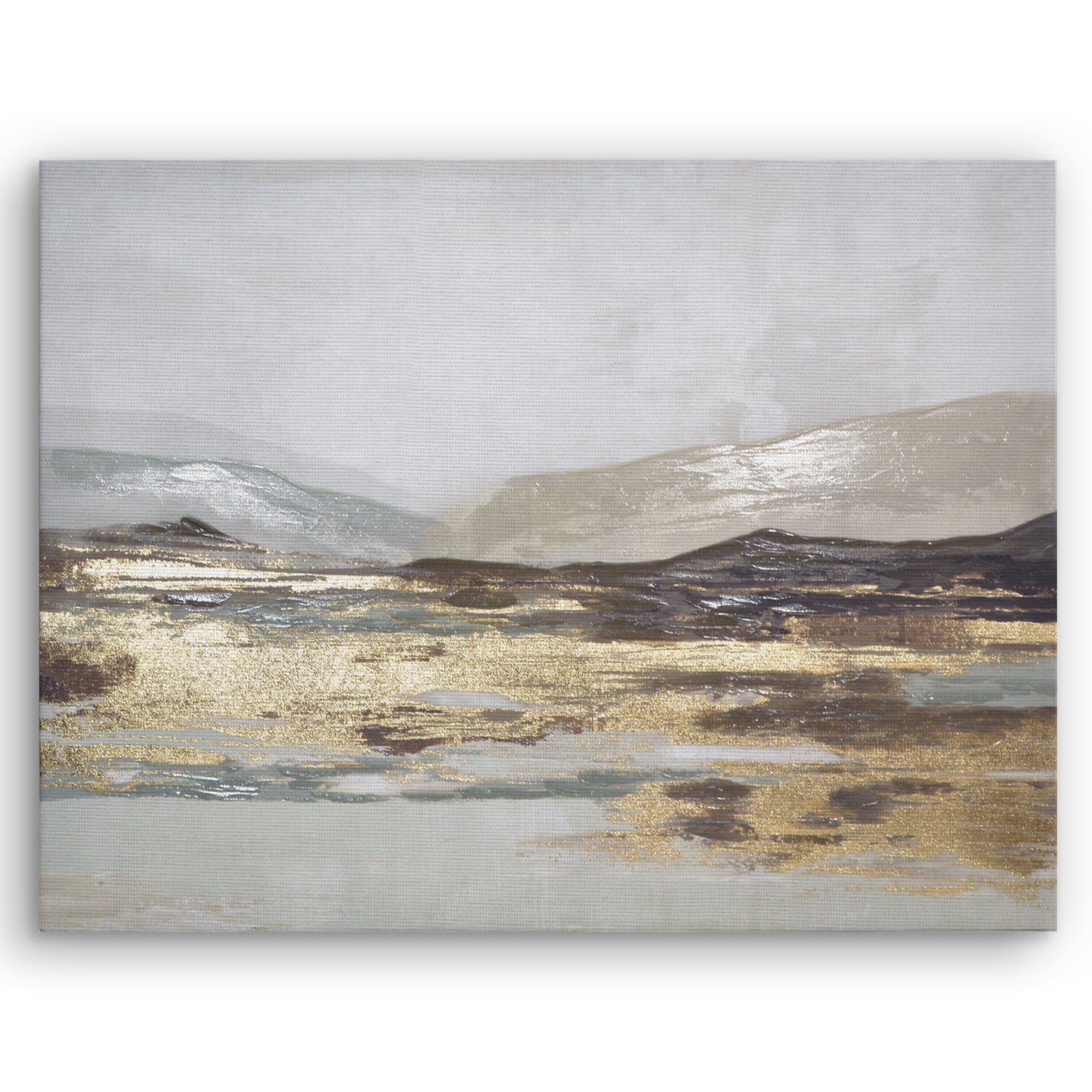 Abstract Earth Tones Canvas Wall Art with Hand-Painted Accents and Gold Foil - Gallery Wrap