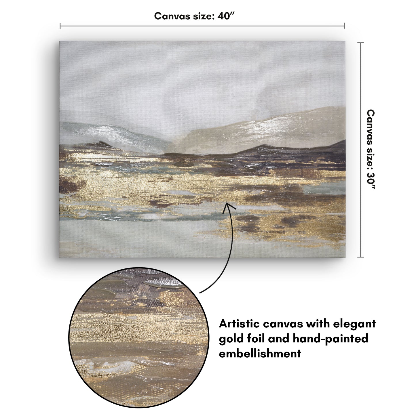 Abstract Earth Tones Canvas Wall Art with Hand-Painted Accents and Gold Foil - Gallery Wrap