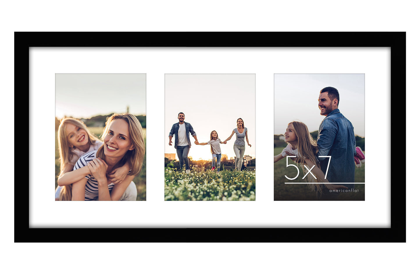 Triple Collage Picture Frame for 5x7 | Choose Size and Color