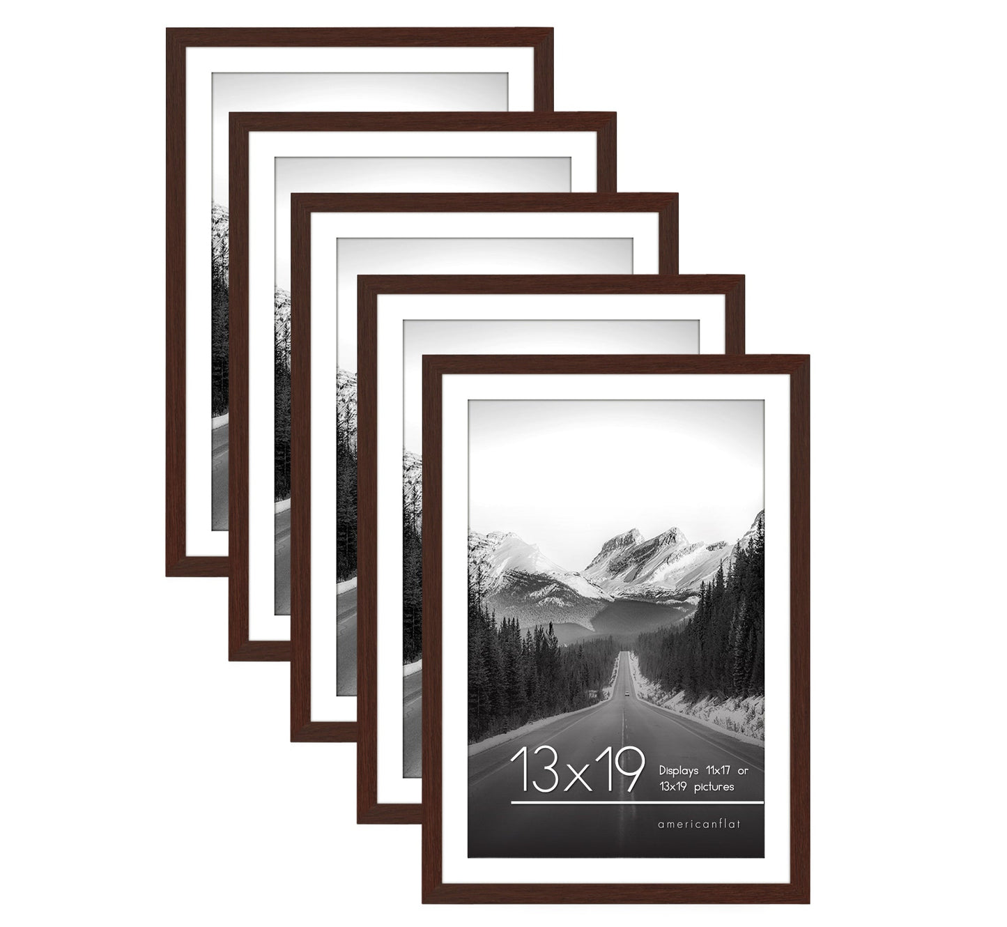 Set of 5 - Classic Gallery Picture Frame with Mat | Galleria Collection