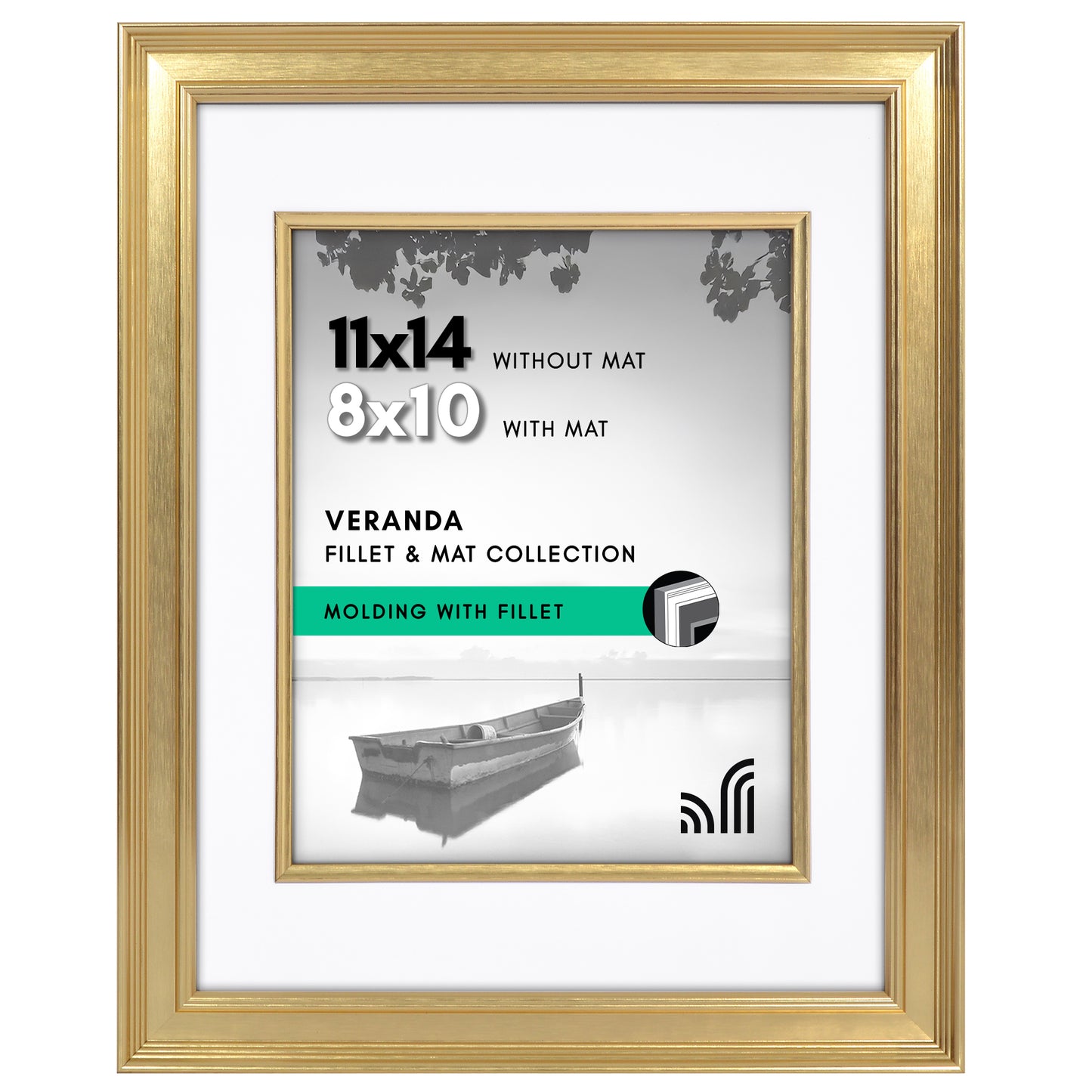 Americanflat Picture Frame With Shatter-Resistant Glass | Decorative Inner Mat Accent | Gallery-Style