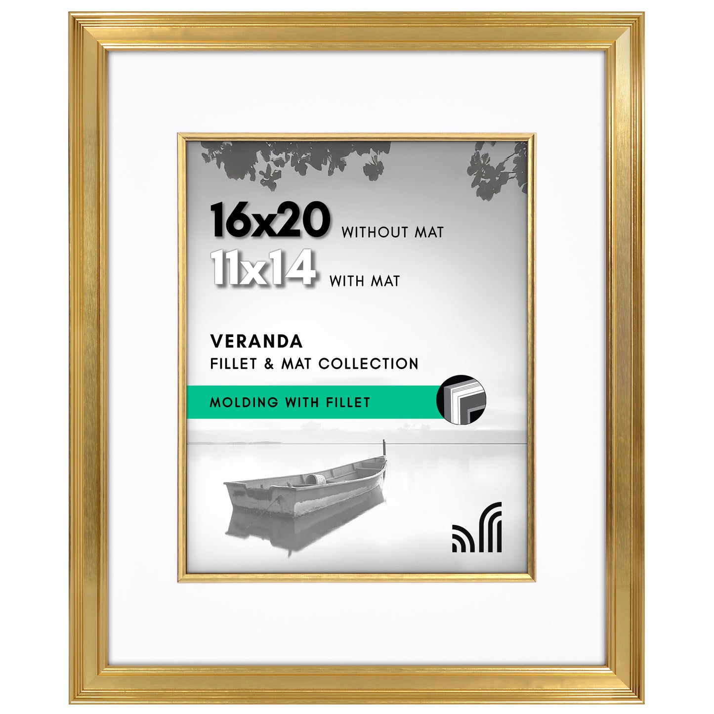 Americanflat Picture Frame With Polished Plexiglass | Decorative Inner Mat Accent | Classic Molding