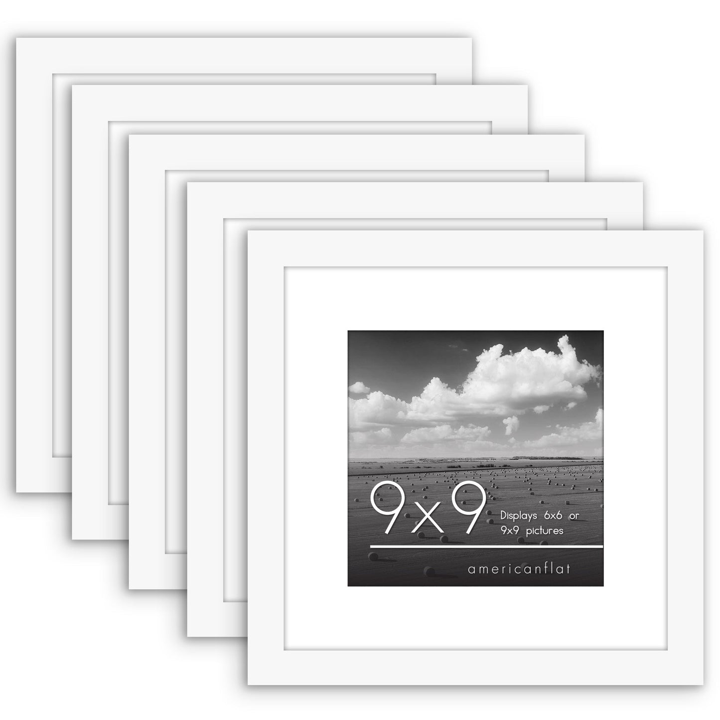 Set of 5 - Classic Gallery Picture Frame with Mat | Galleria Collection