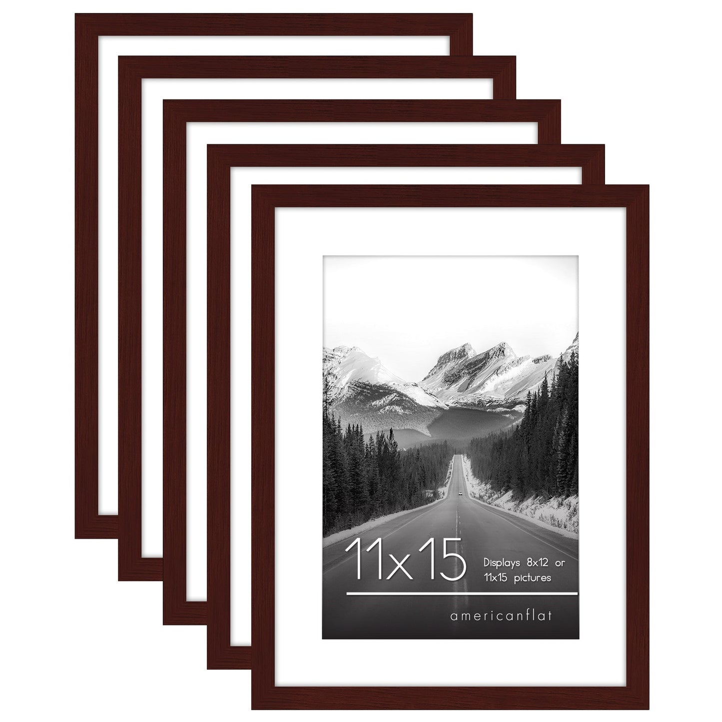 Set of 5 - Classic Gallery Picture Frame with Mat | Galleria Collection