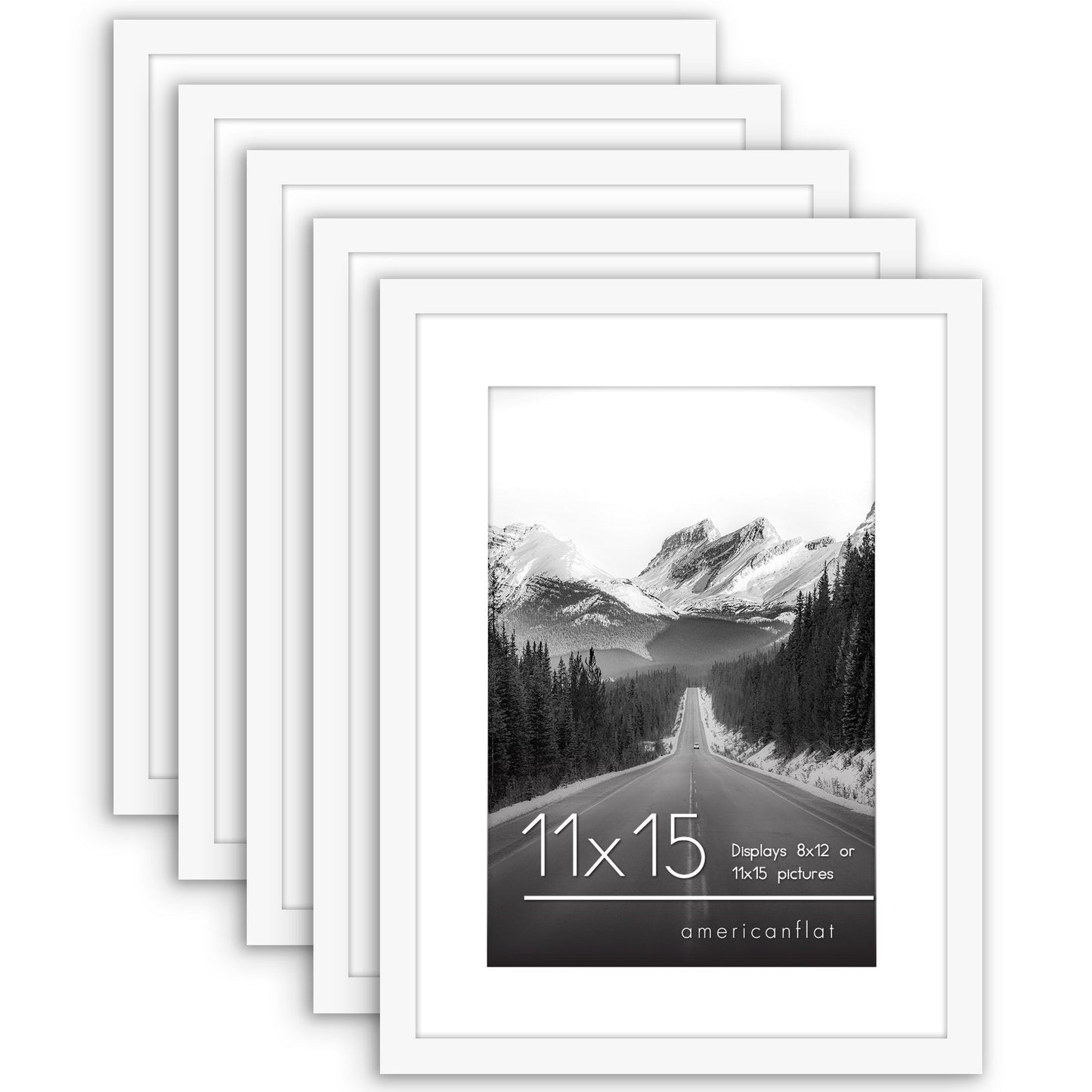 Set of 5 - Classic Gallery Picture Frame with Mat | Galleria Collection