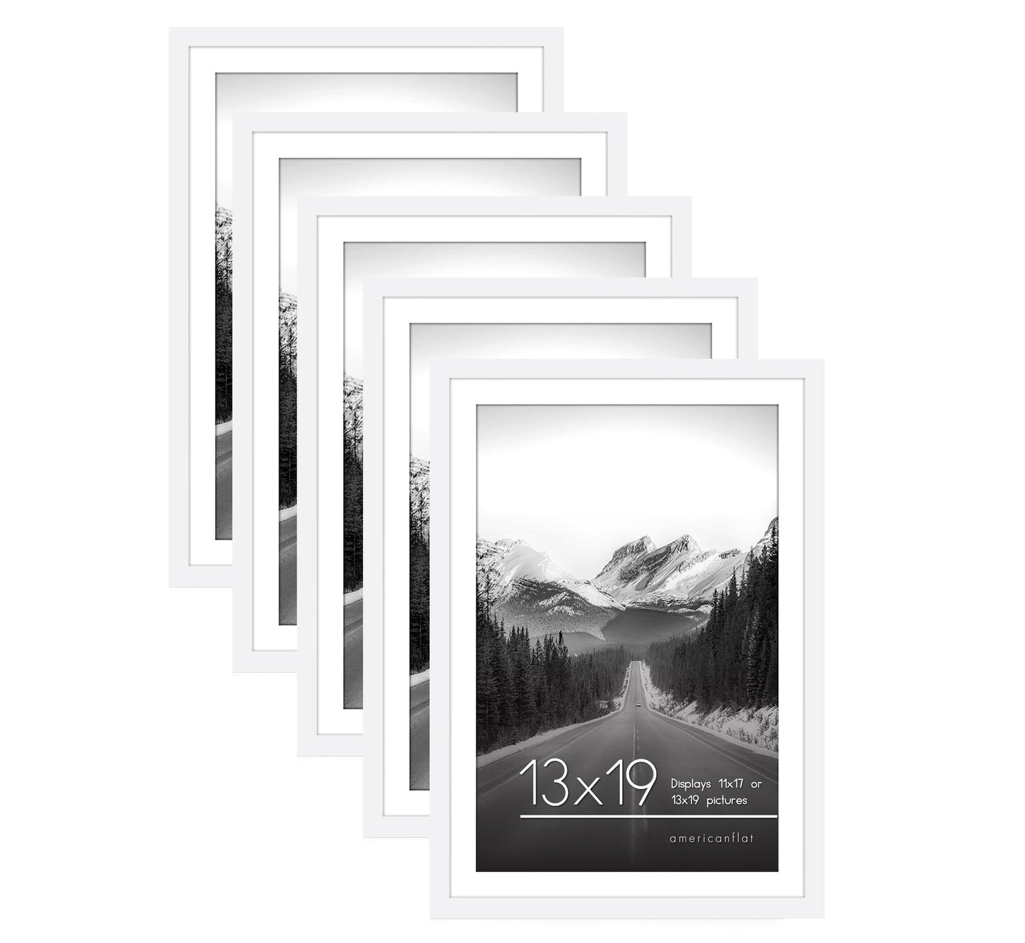 Set of 5 - Classic Gallery Picture Frame with Mat | Galleria Collection