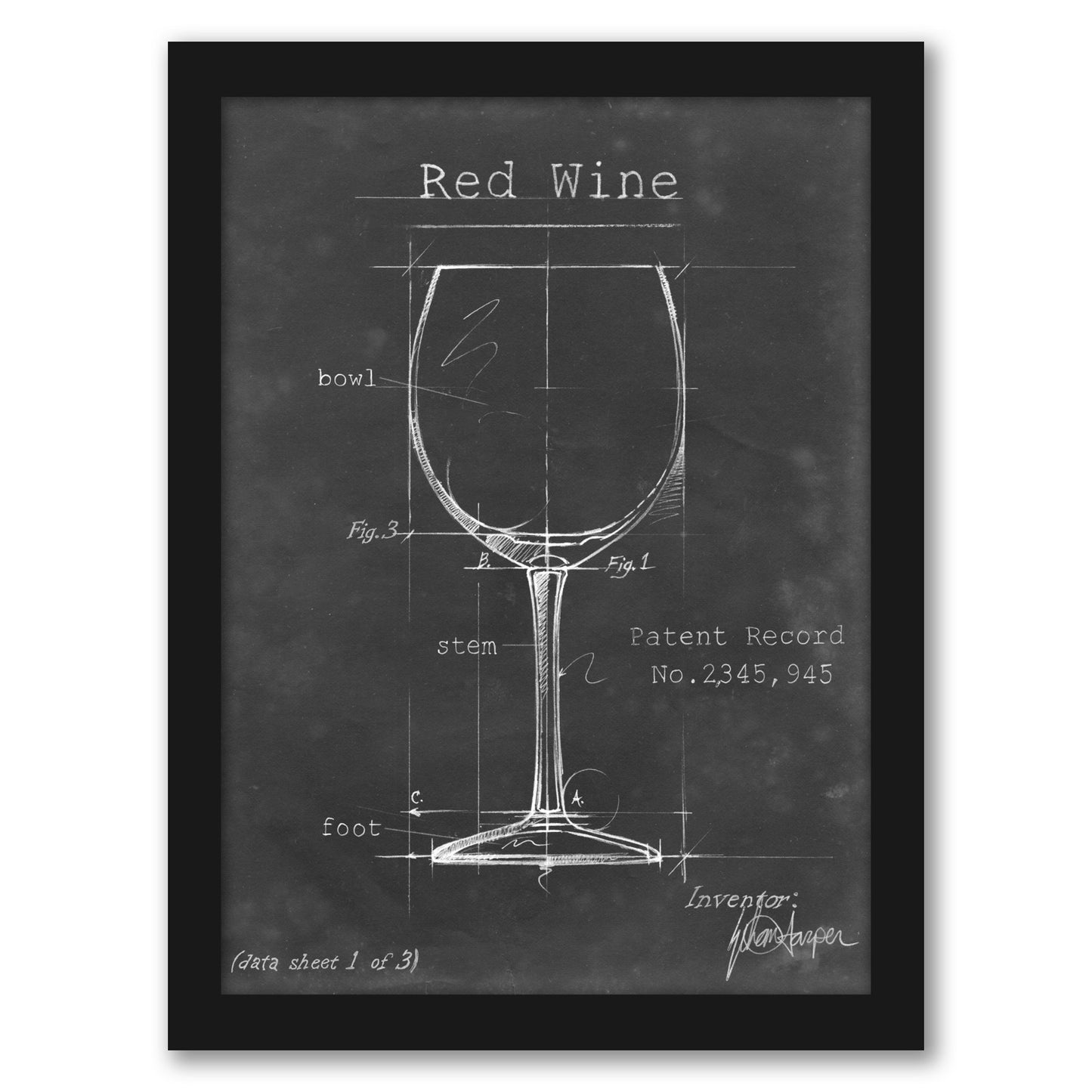 Barware Blueprint III by Ethan Harper by World Art Group - Framed Print
