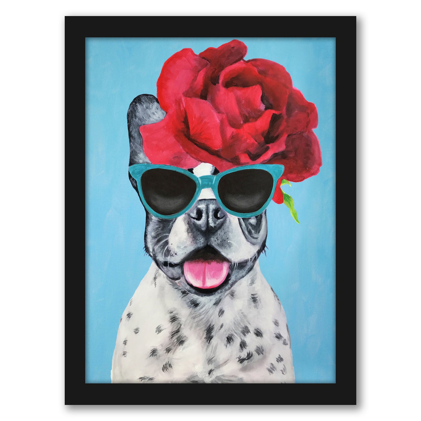 Bulldog Flower Power By Coco De Paris - Framed Print