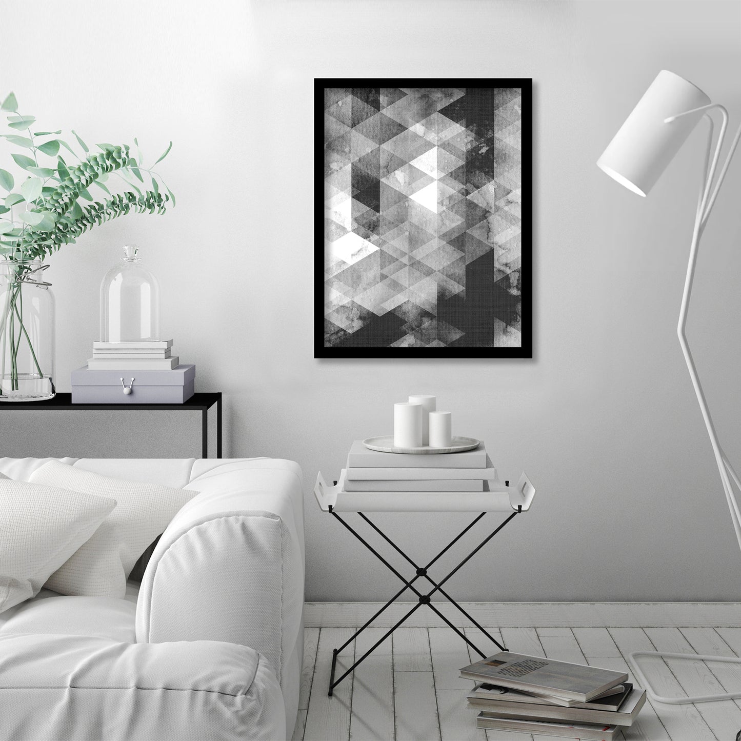 Geometric Grey by LILA + LOLA Framed Print