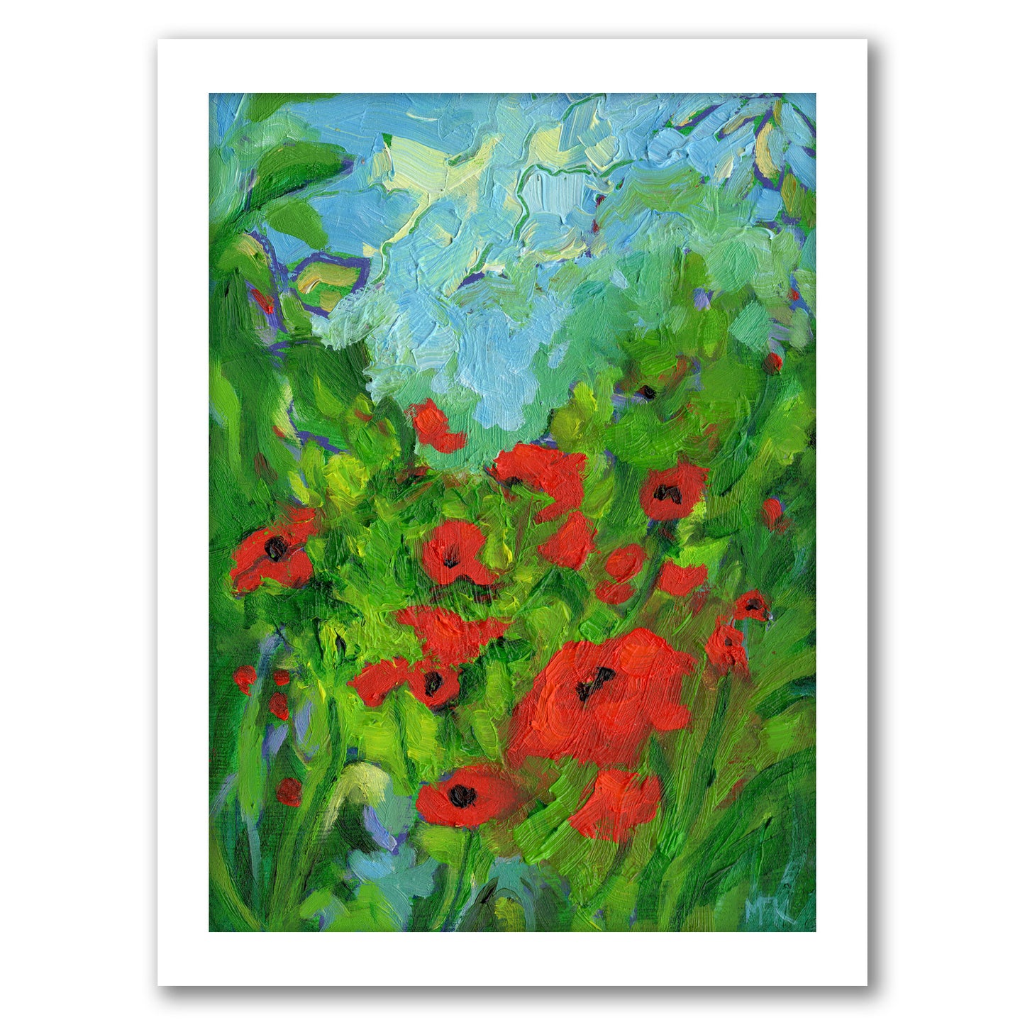 Twenty One Poppies By Mary Kemp - White Framed Print