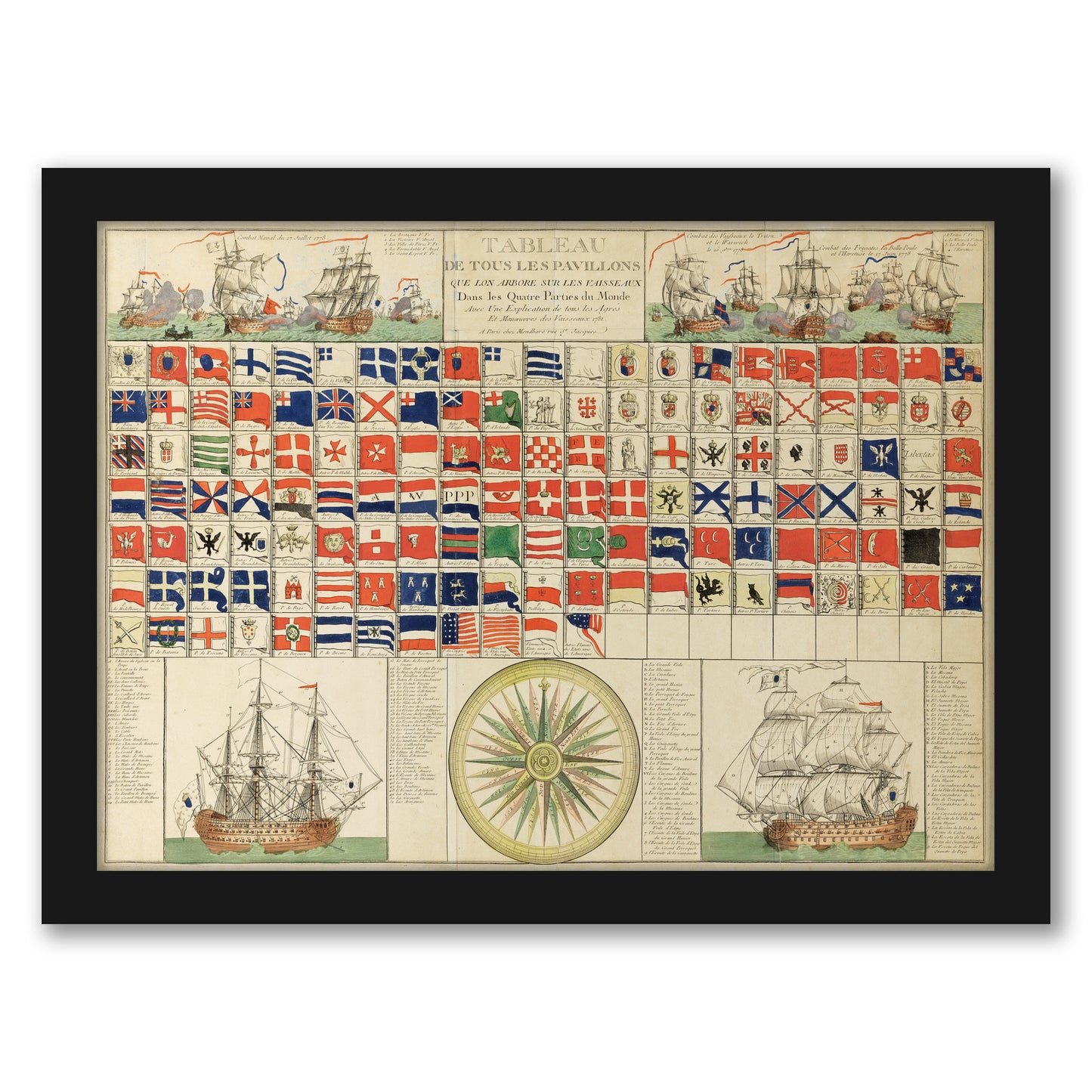Sea Flags of all Nations by Louis-Joseph Mondhare by World Art Group - Framed Print