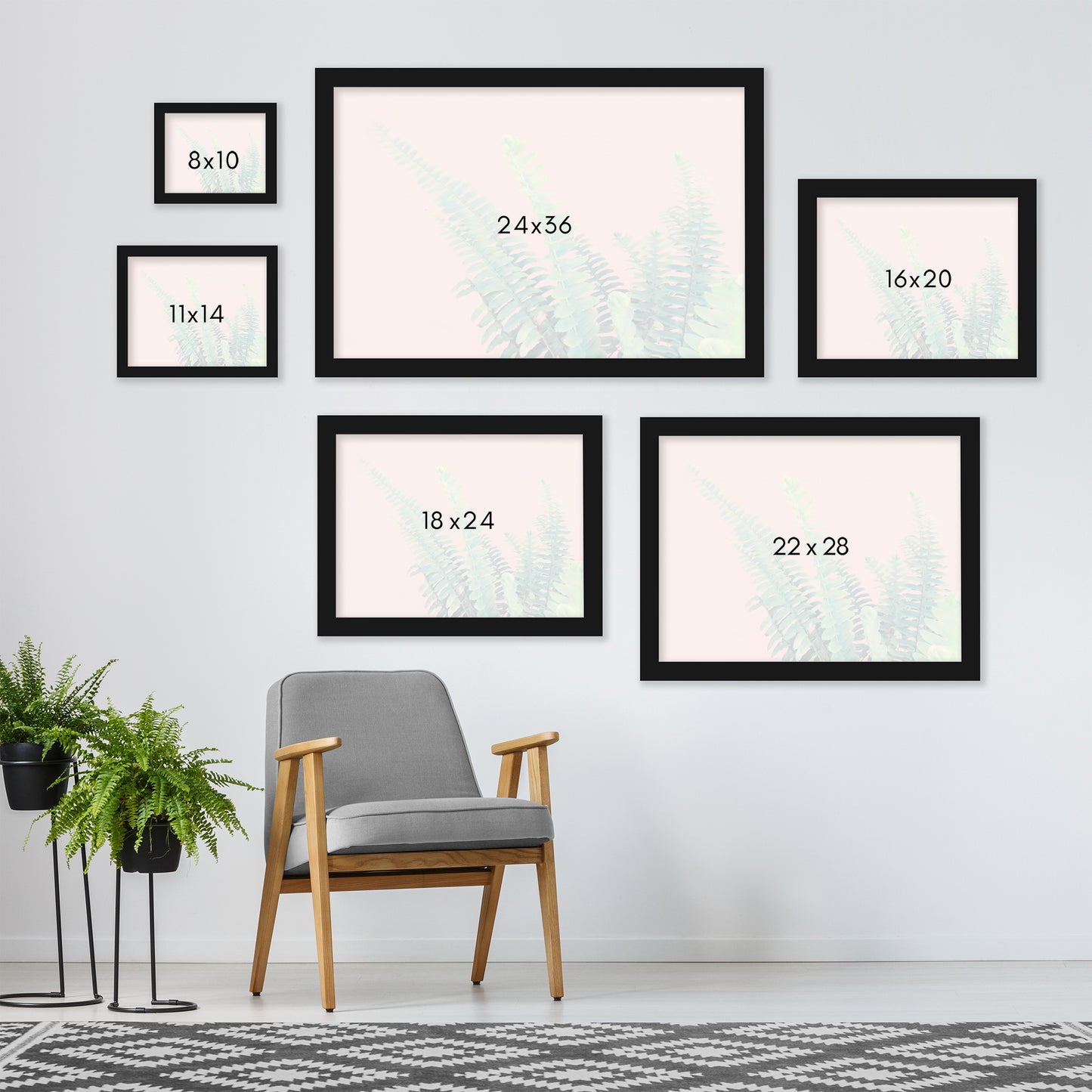 Ferns On Pink by Emanuela Carratoni - Framed Print