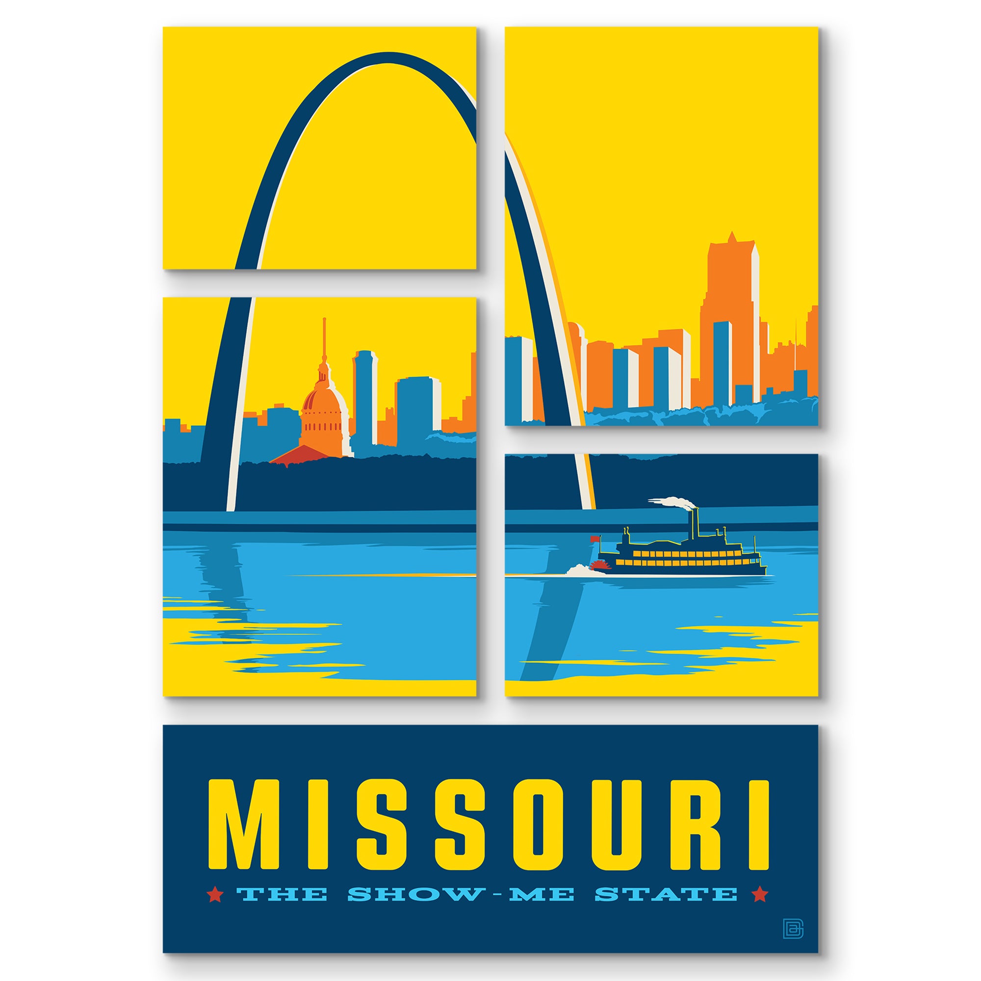 Missouri State Pride 5 Piece Grid Wall Art Room Decor Set Canvas Americanflat