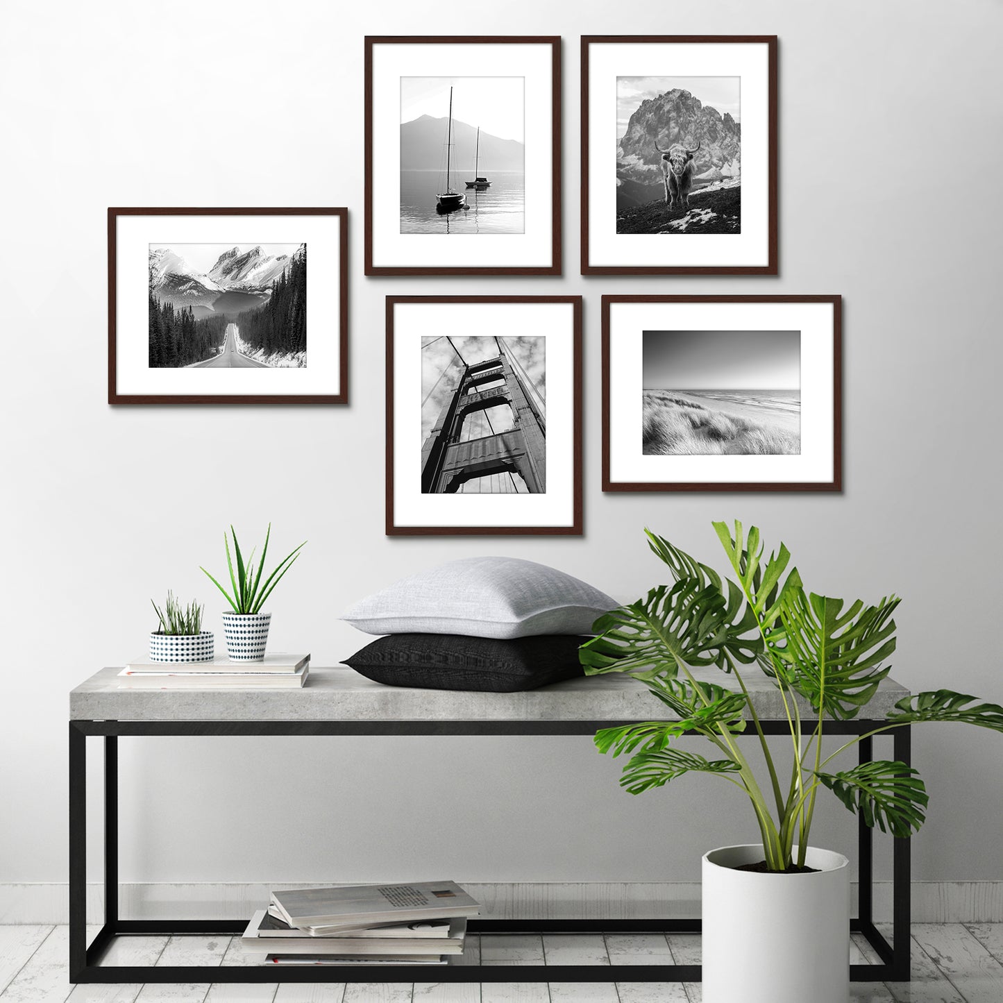 Set of 5 - Classic Gallery Picture Frame with Mat | Galleria Collection