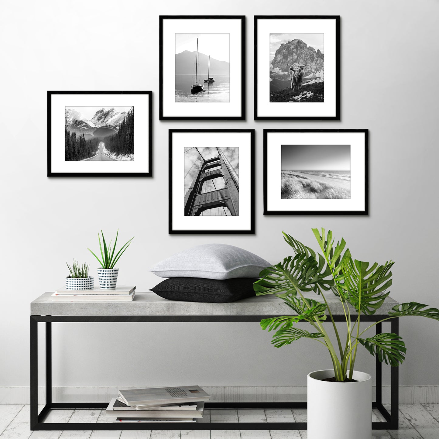 Set of 5 - Classic Gallery Picture Frame with Mat | Galleria Collection