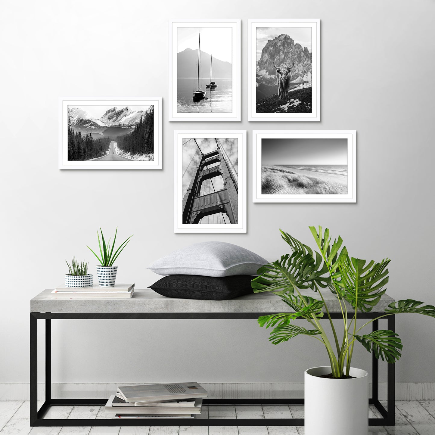 Set of 5 - Classic Gallery Picture Frame with Mat | Galleria Collection