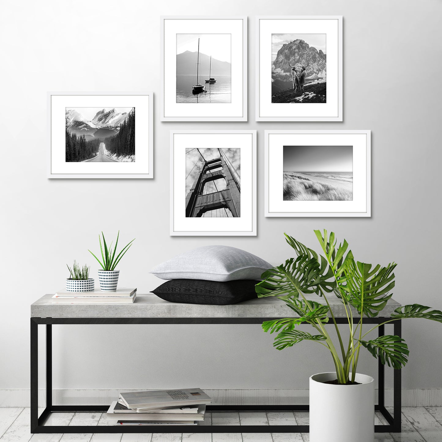 Set of 5 - Classic Gallery Picture Frame with Mat | Galleria Collection