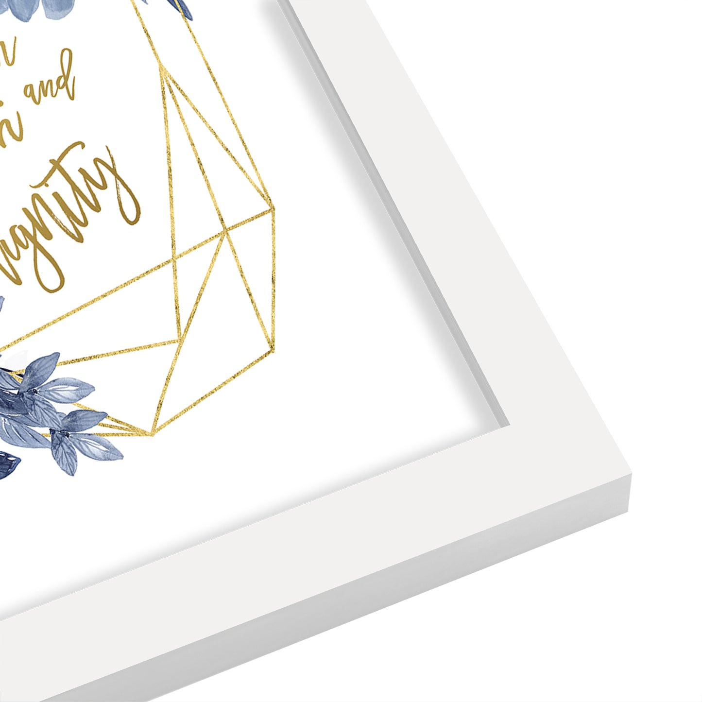 Clothed In Strengthy Blue Flowers By Wall + Wonder - White Framed Print