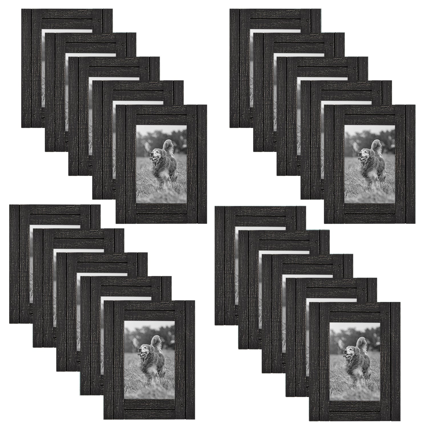 20 Pack - Distressed MDF Frames - Ready to Hang - Ready to Stand - Built-in Easel - Picture Frame - Americanflat