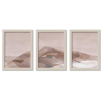 Warm Geometric Mountain by Danhui Nai - 3 Piece Gallery Framed Print Art Set