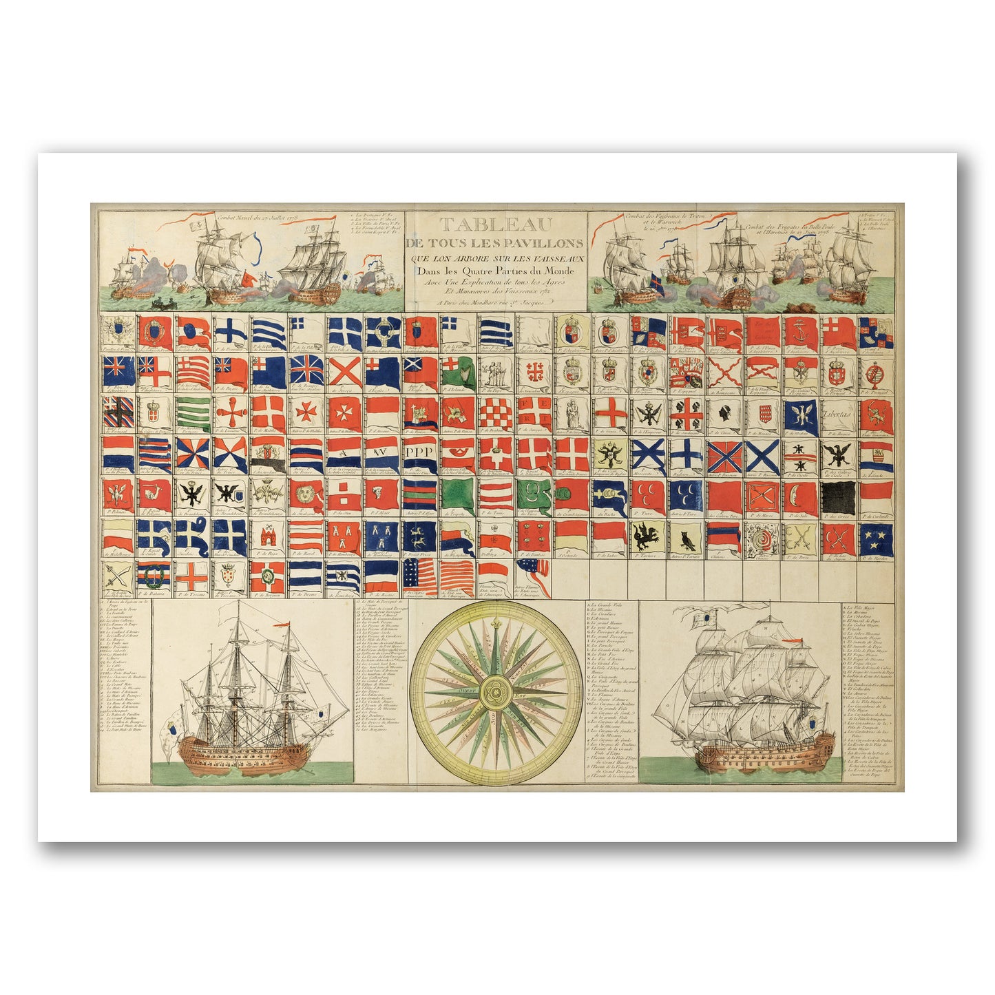 Sea Flags of all Nations by Louis-Joseph Mondhare by World Art Group - Framed Print