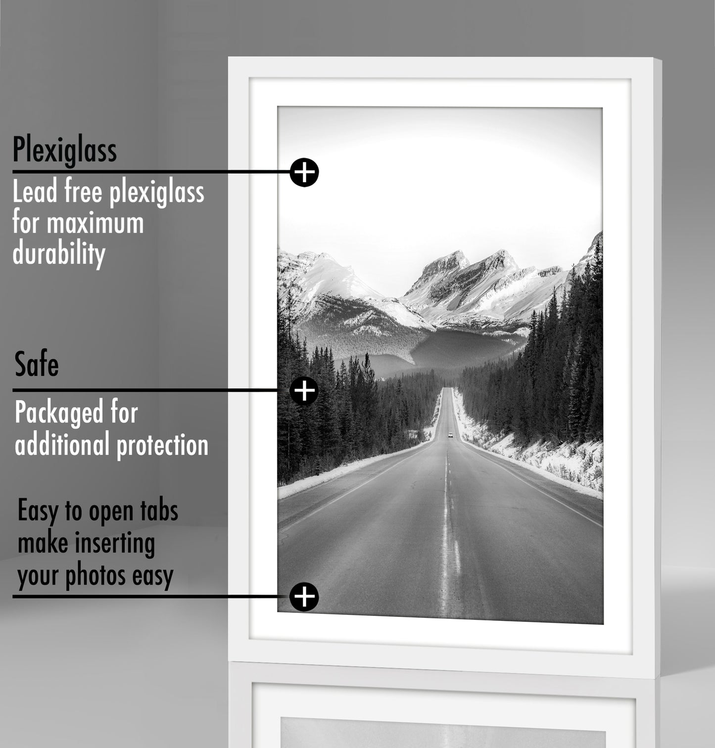 Picture Frame - Set of 2 - with Mat or Without Mat - Plexiglass Cover and Hanging Hardware included